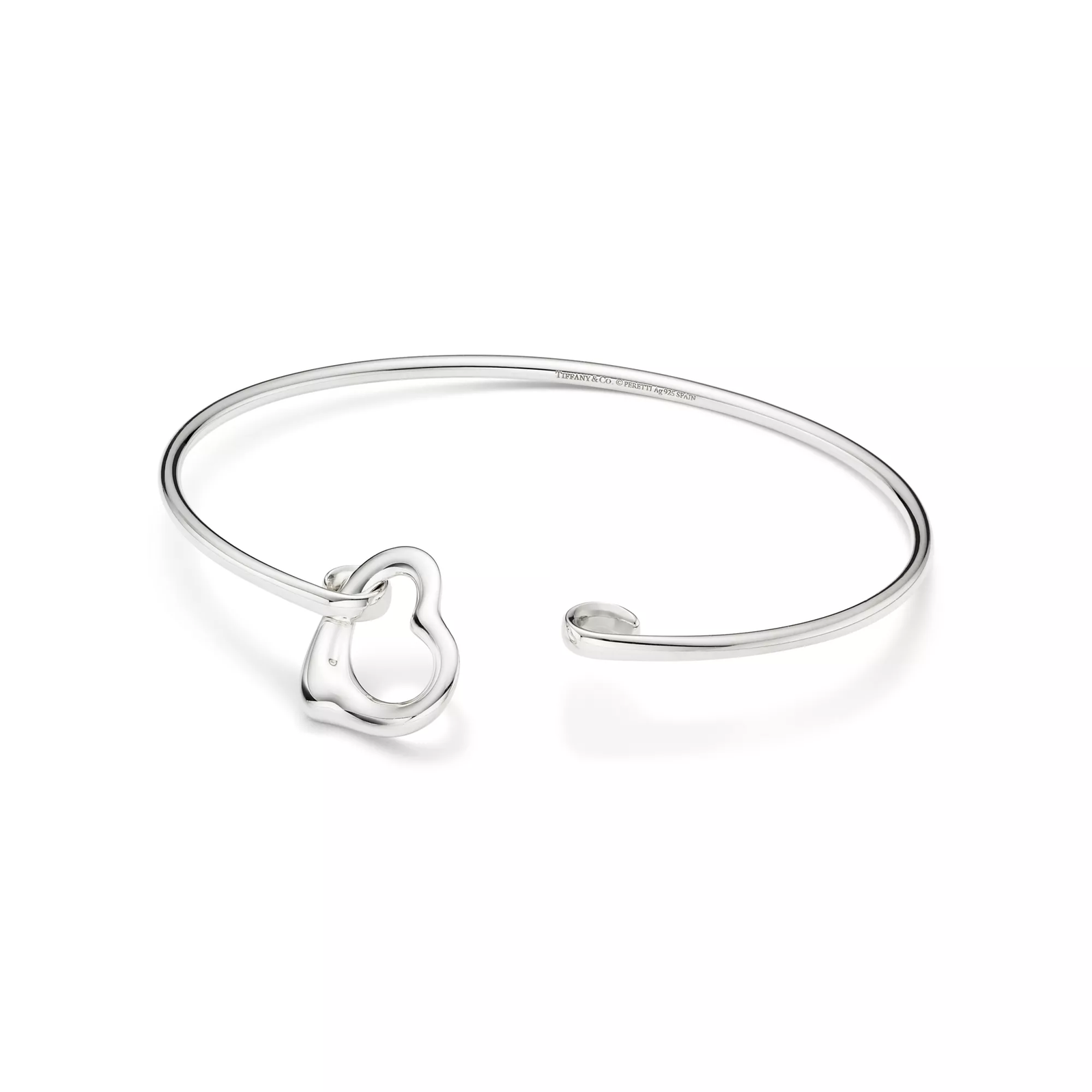 Open Heart Bangle in Sterling Silver, Medium
