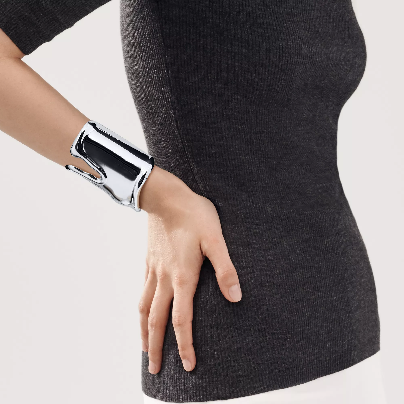 Large Bone Cuff in Sterling Silver, 95 mm Wide