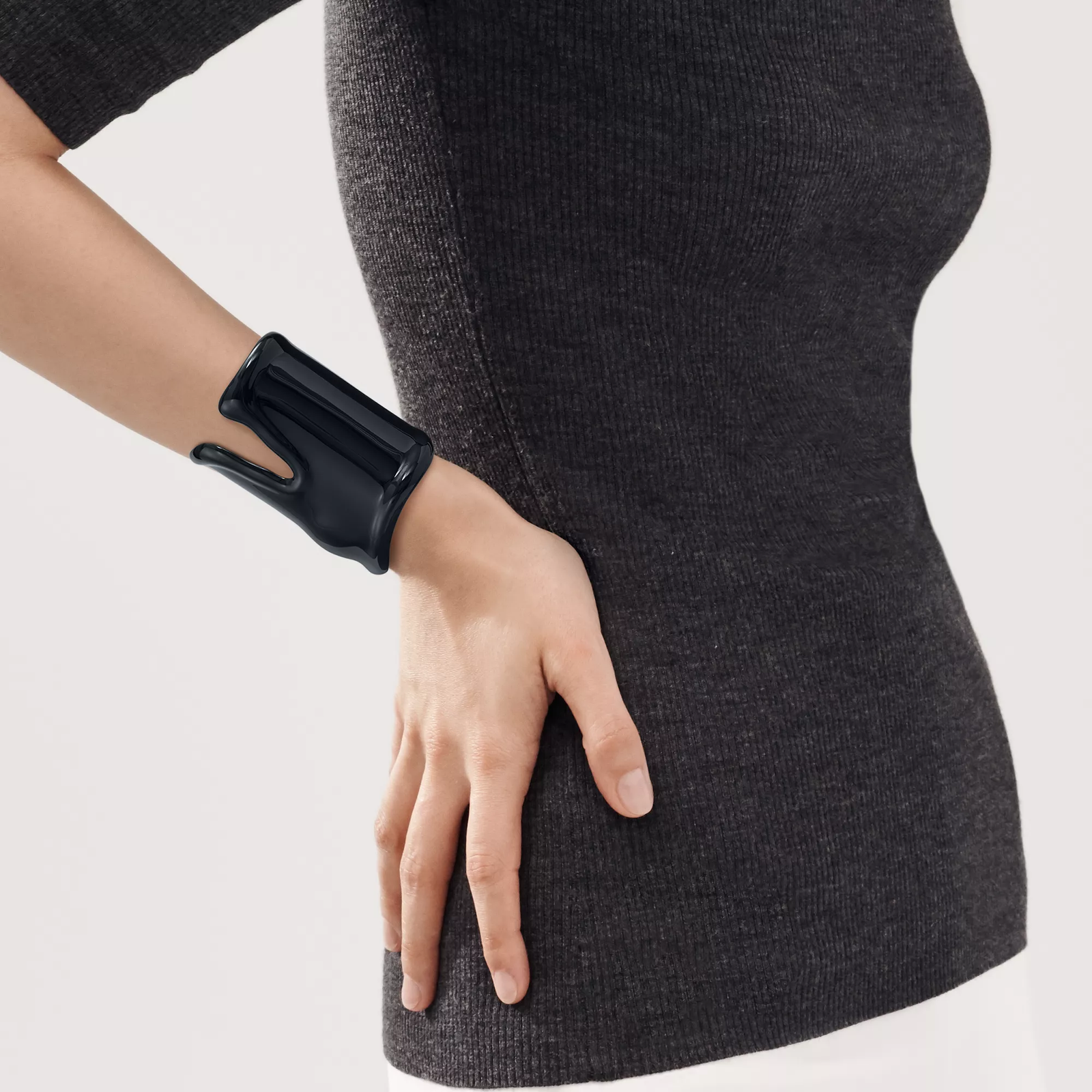 Large Bone Cuff in Black Finish over Copper, 95 mm Wide