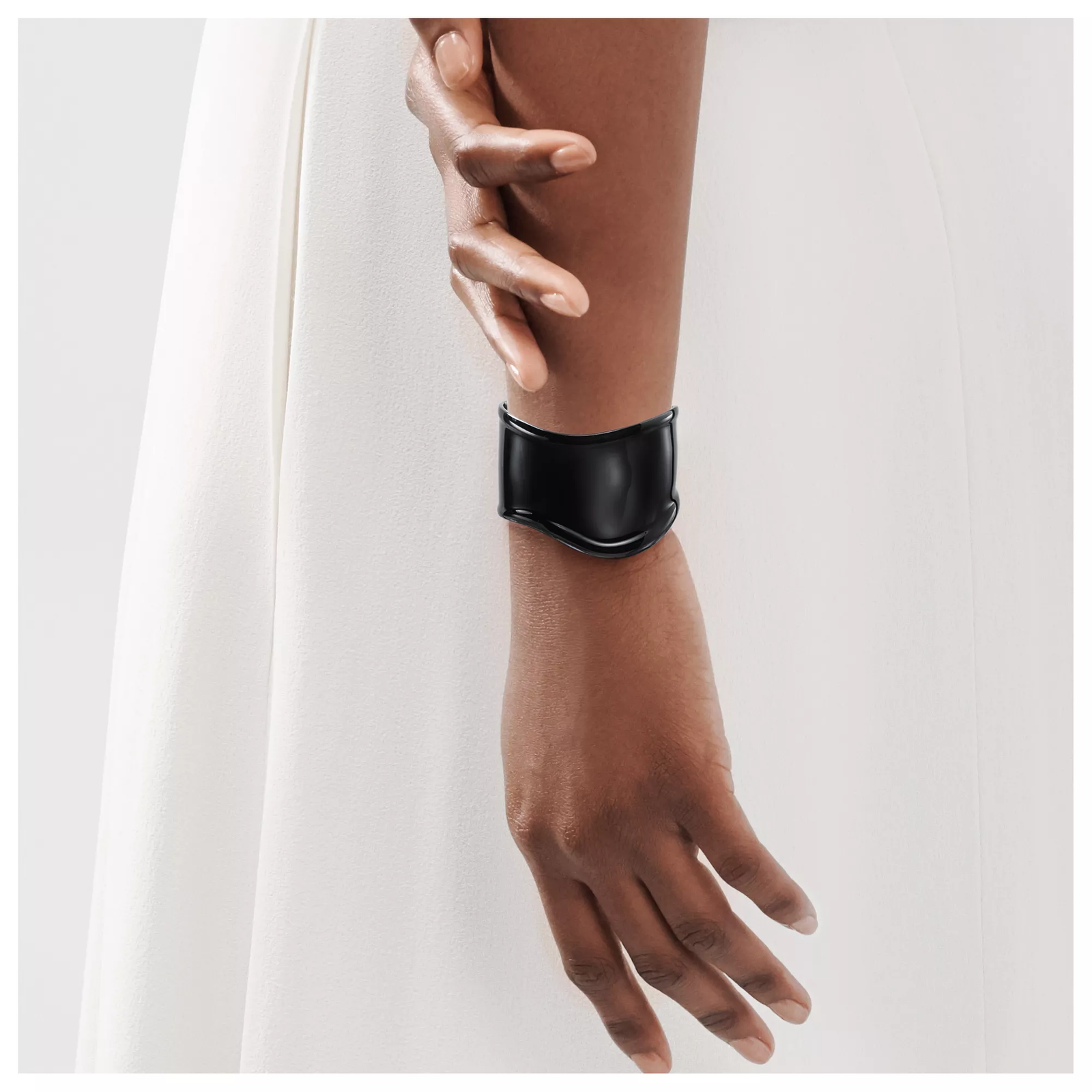 Small Bone Cuff in Black Finish over Copper, 43 mm Wide