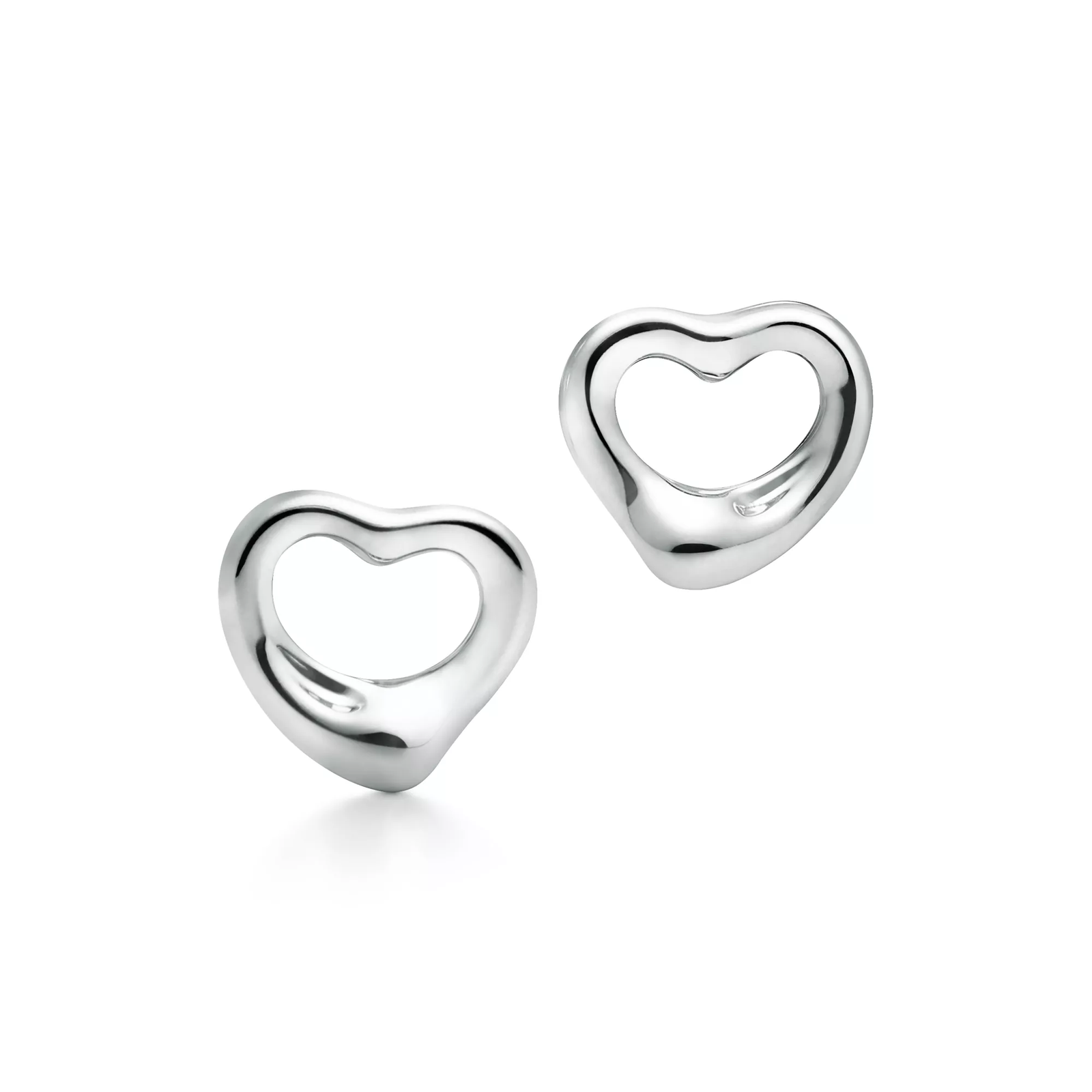 Open Heart Stud Earrings in Silver, 11 mm