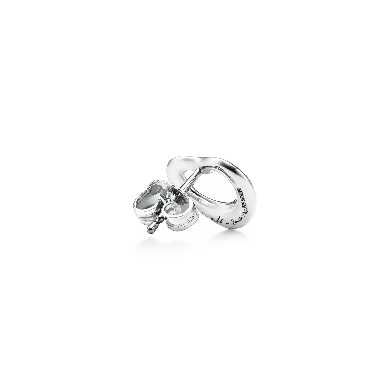 Open Heart Stud Earrings in Silver, 11 mm