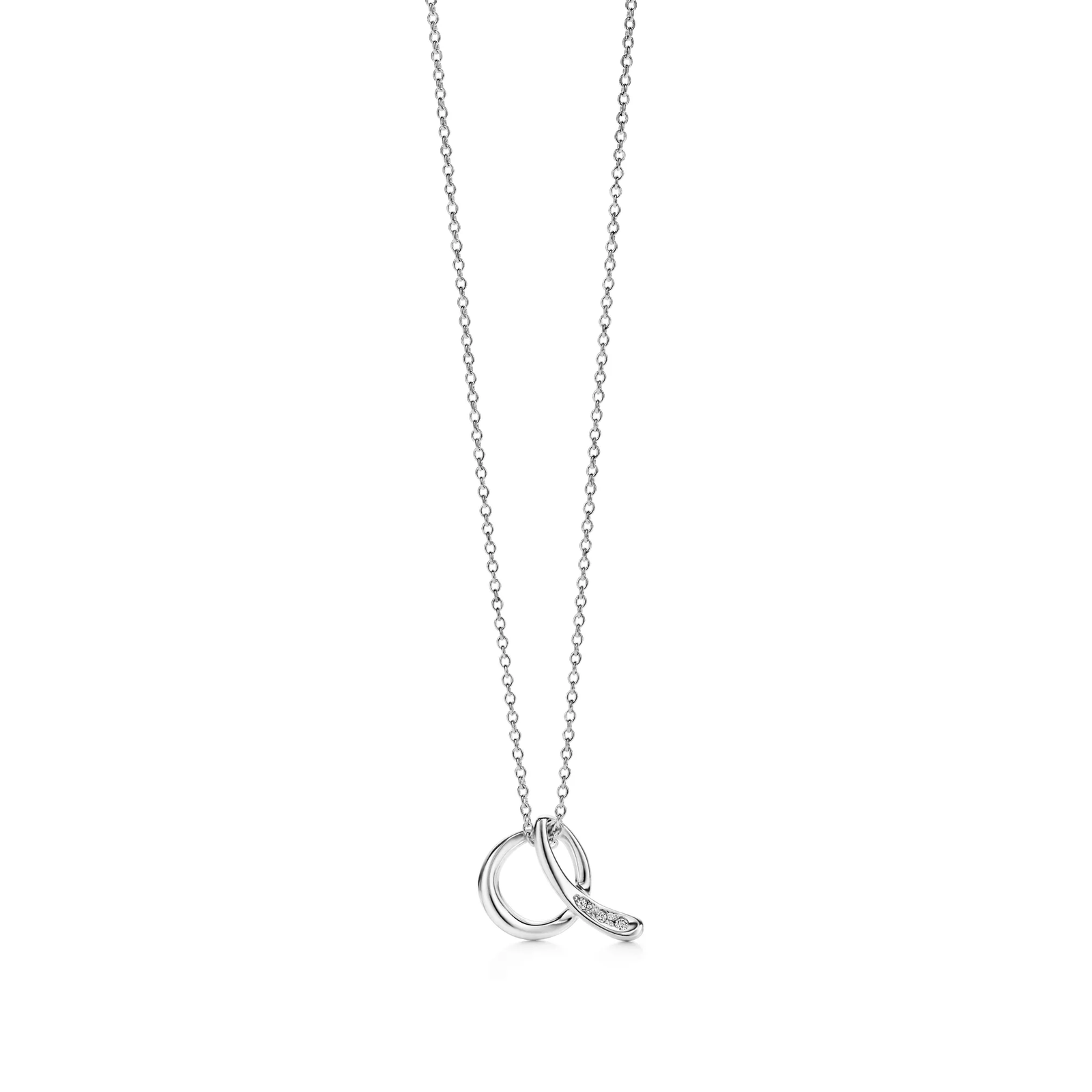 Small Alphabet Pendant in Sterling Silver with Diamonds