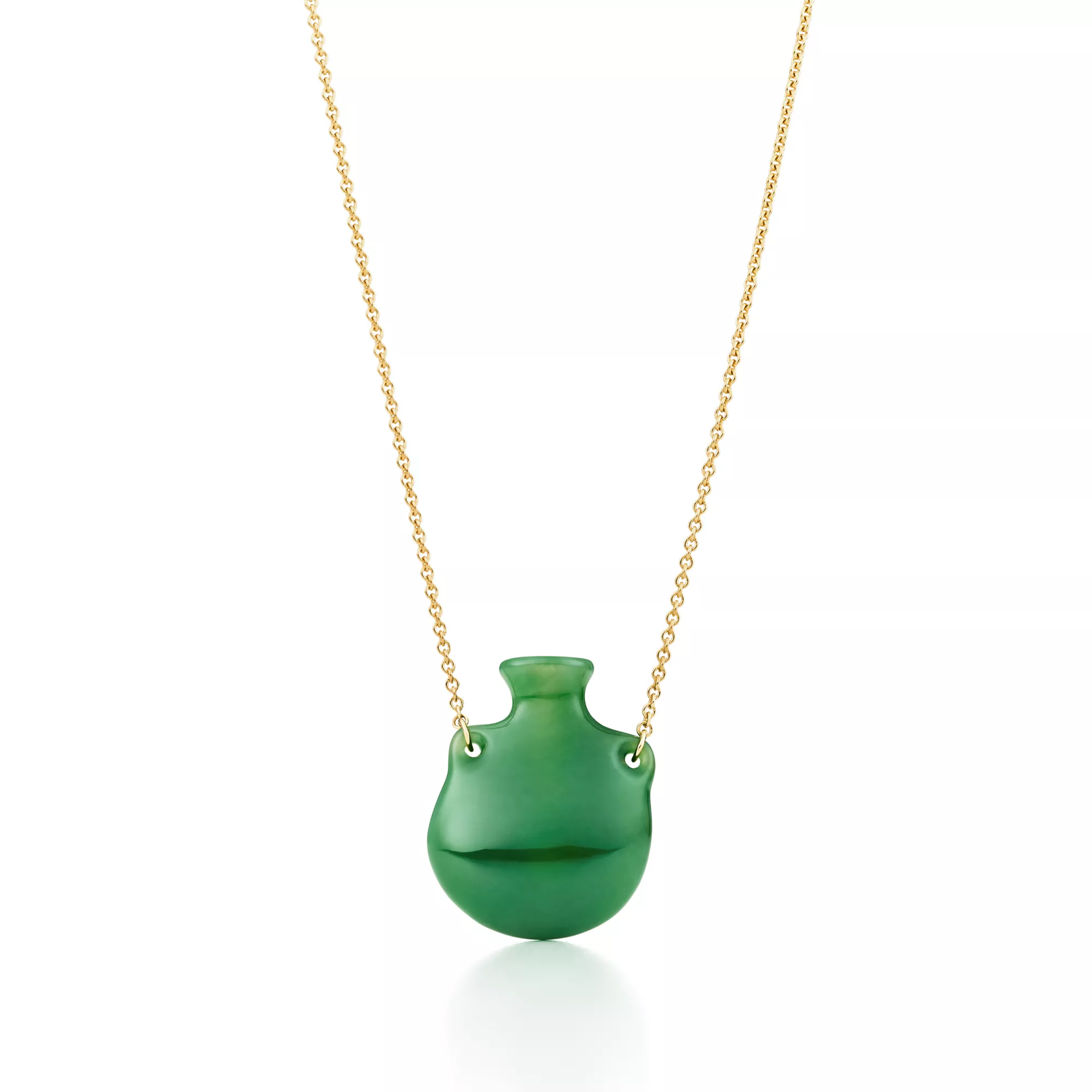 Bottle Pendant in Yellow Gold with Green Nephrite Jade