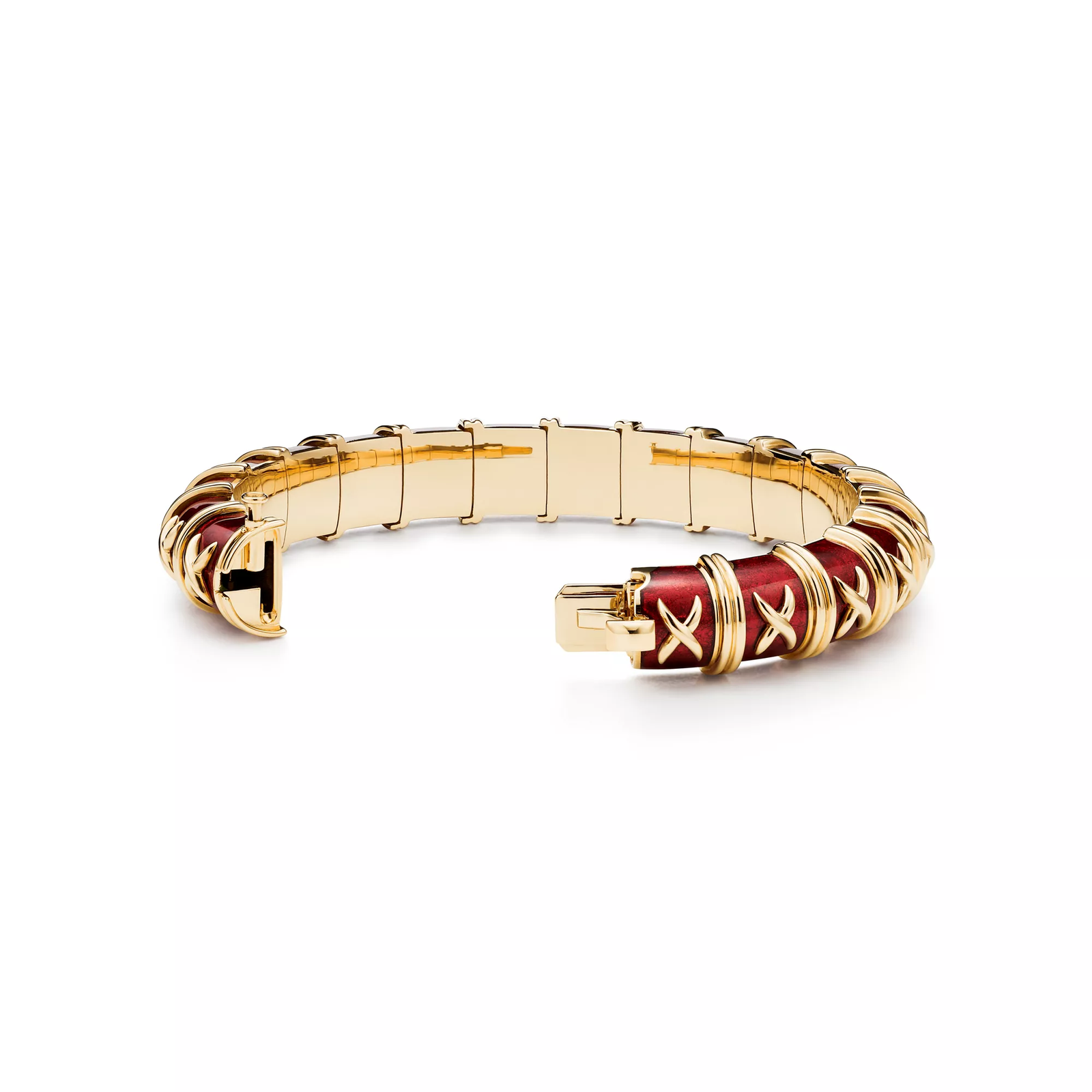 Bracelet in Yellow Gold with Red Enamel