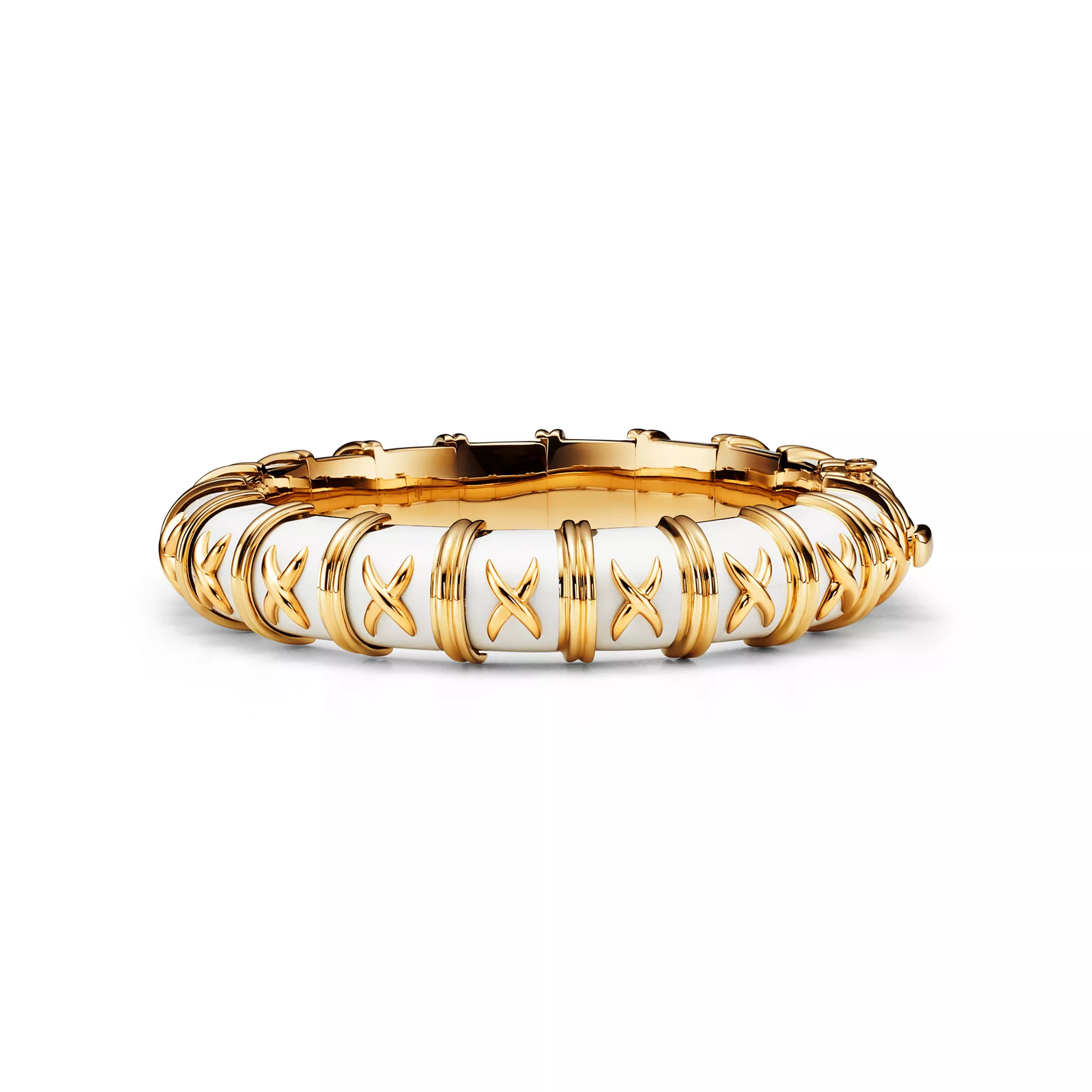 Bracelet in Yellow Gold with White Enamel