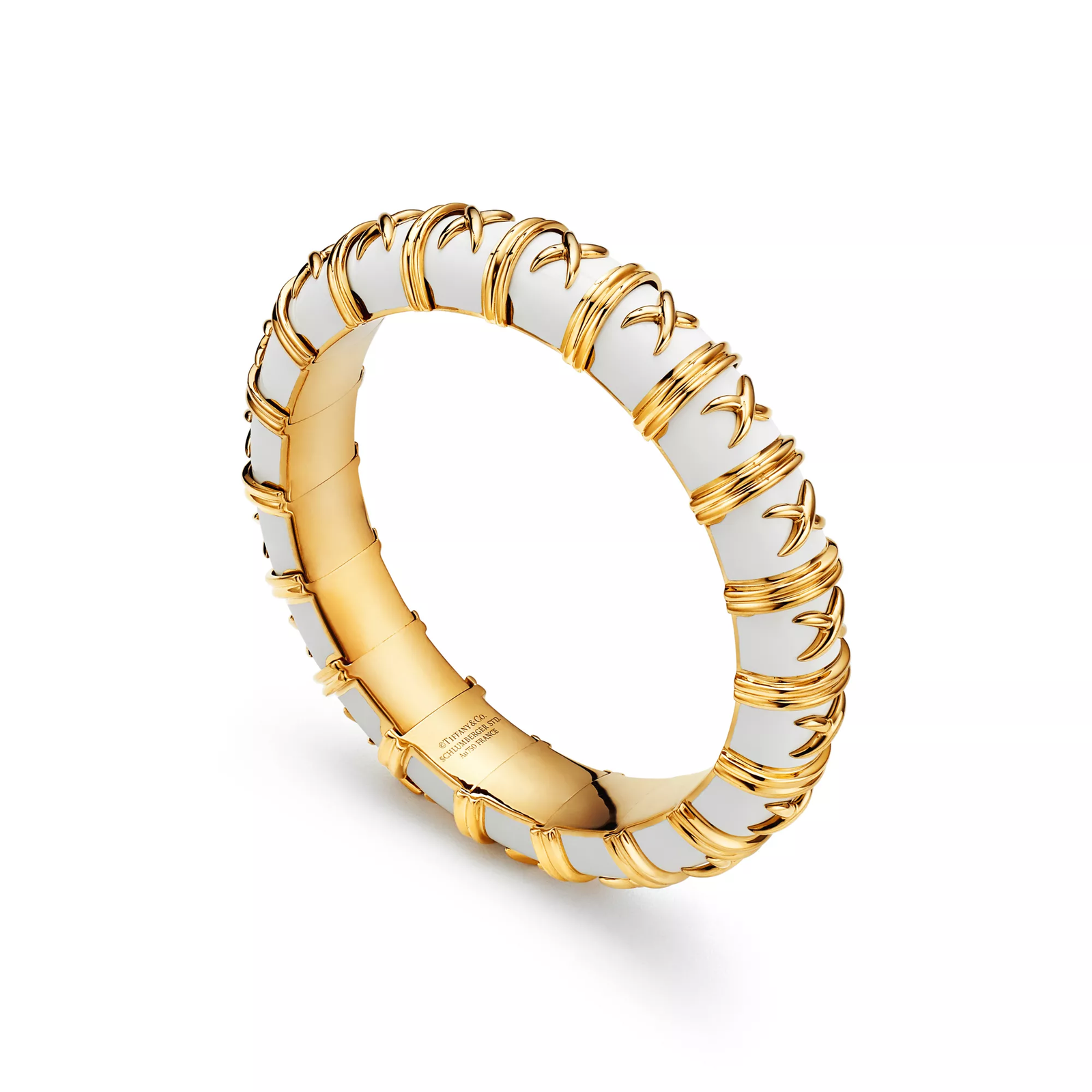 Bracelet in Yellow Gold with White Enamel