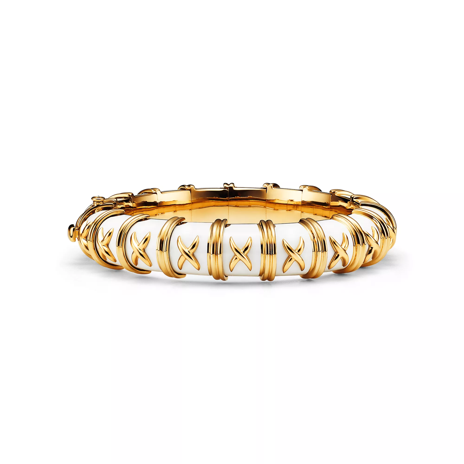 Bracelet in Yellow Gold with White Enamel