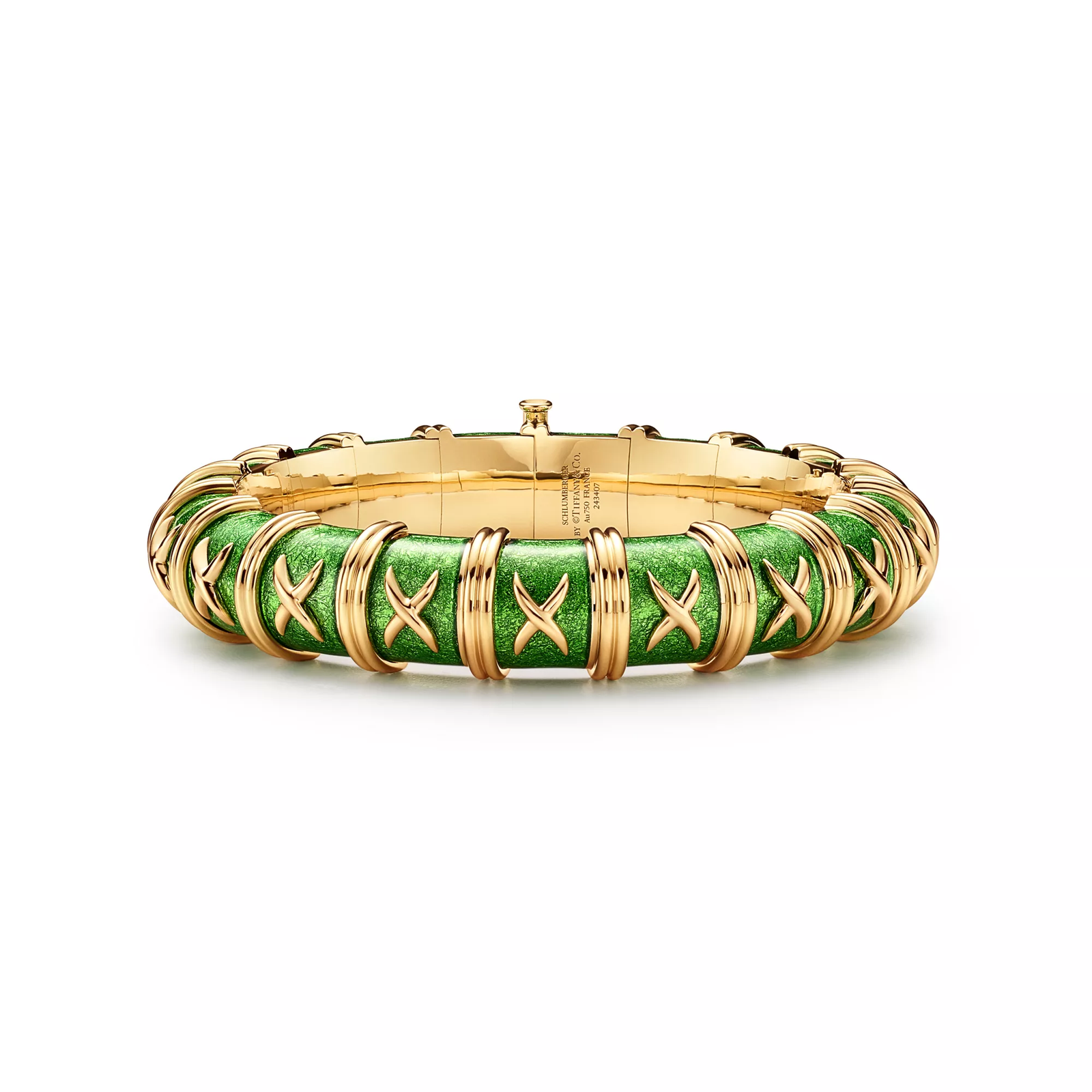 Bracelet in Yellow Gold with Light Green Enamel