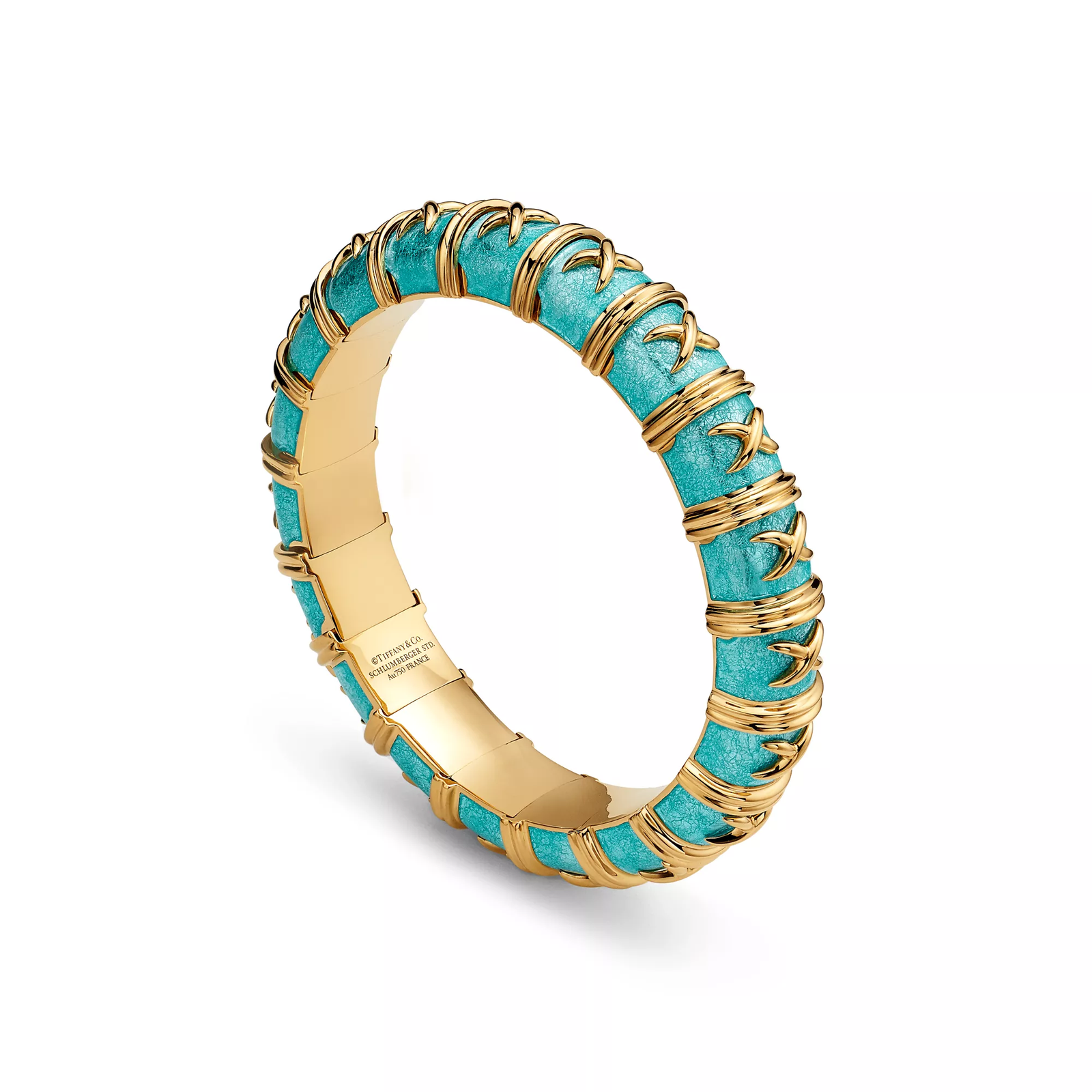 Bracelet in Yellow Gold with Azure Blue Enamel