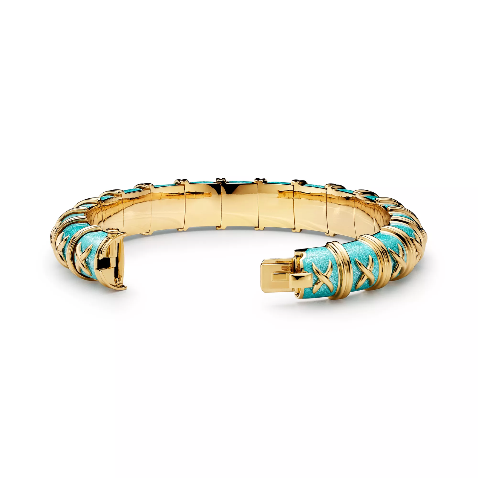 Bracelet in Yellow Gold with Azure Blue Enamel