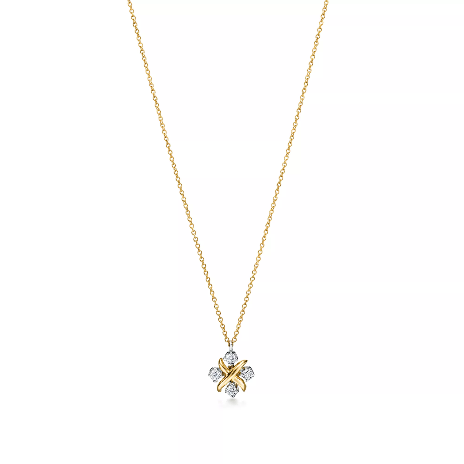 Pendant in Yellow Gold and Platinum with Diamonds