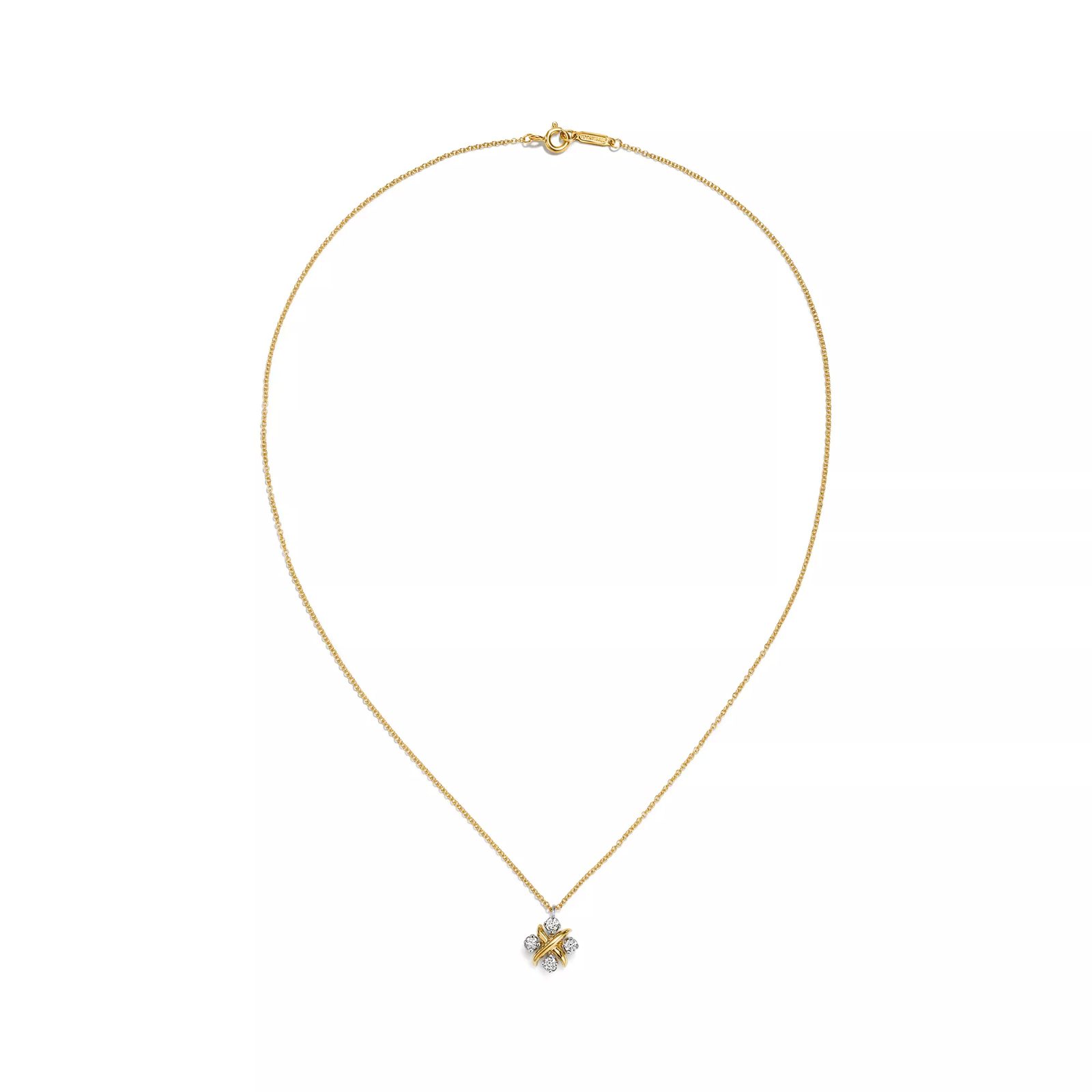Pendant in Yellow Gold and Platinum with Diamonds