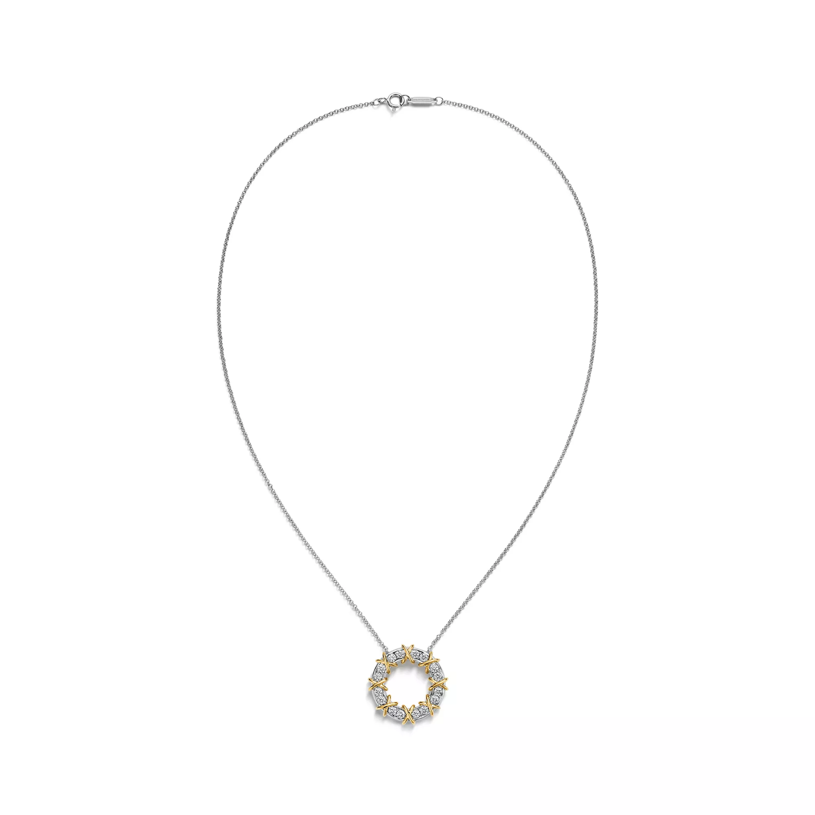 Circle Pendant in Platinum & Yellow Gold with Diamonds