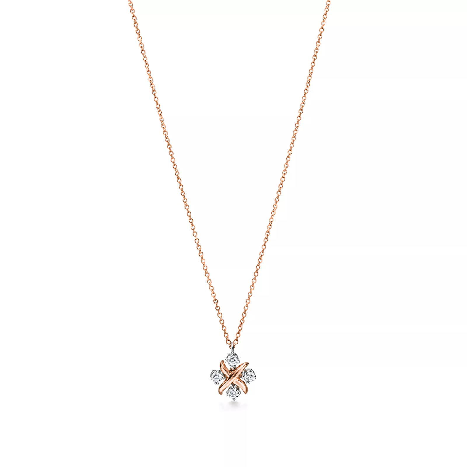 Pendant in Rose Gold and Platinum with Diamonds