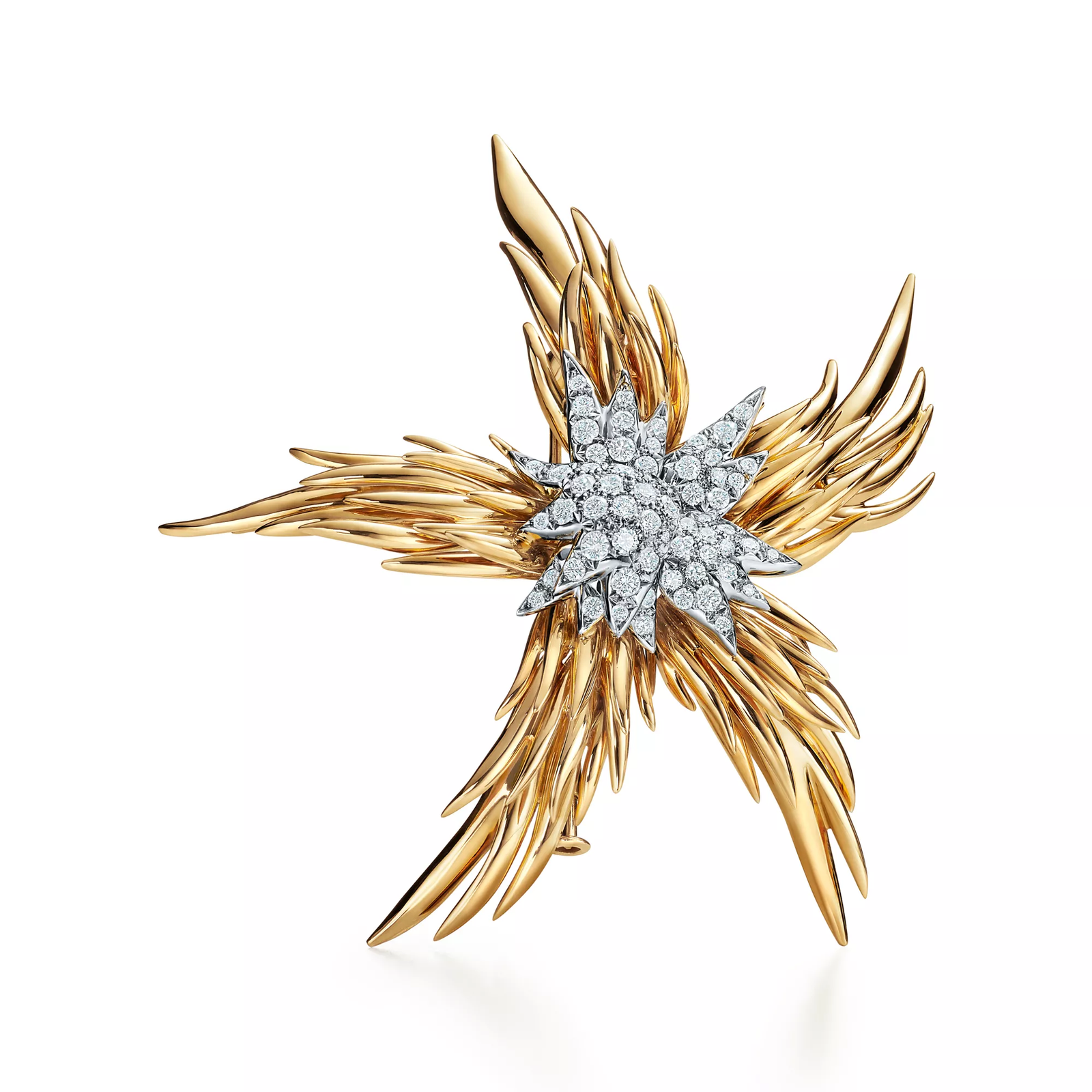 Wings Brooch in Yellow Gold and Platinum with Diamonds