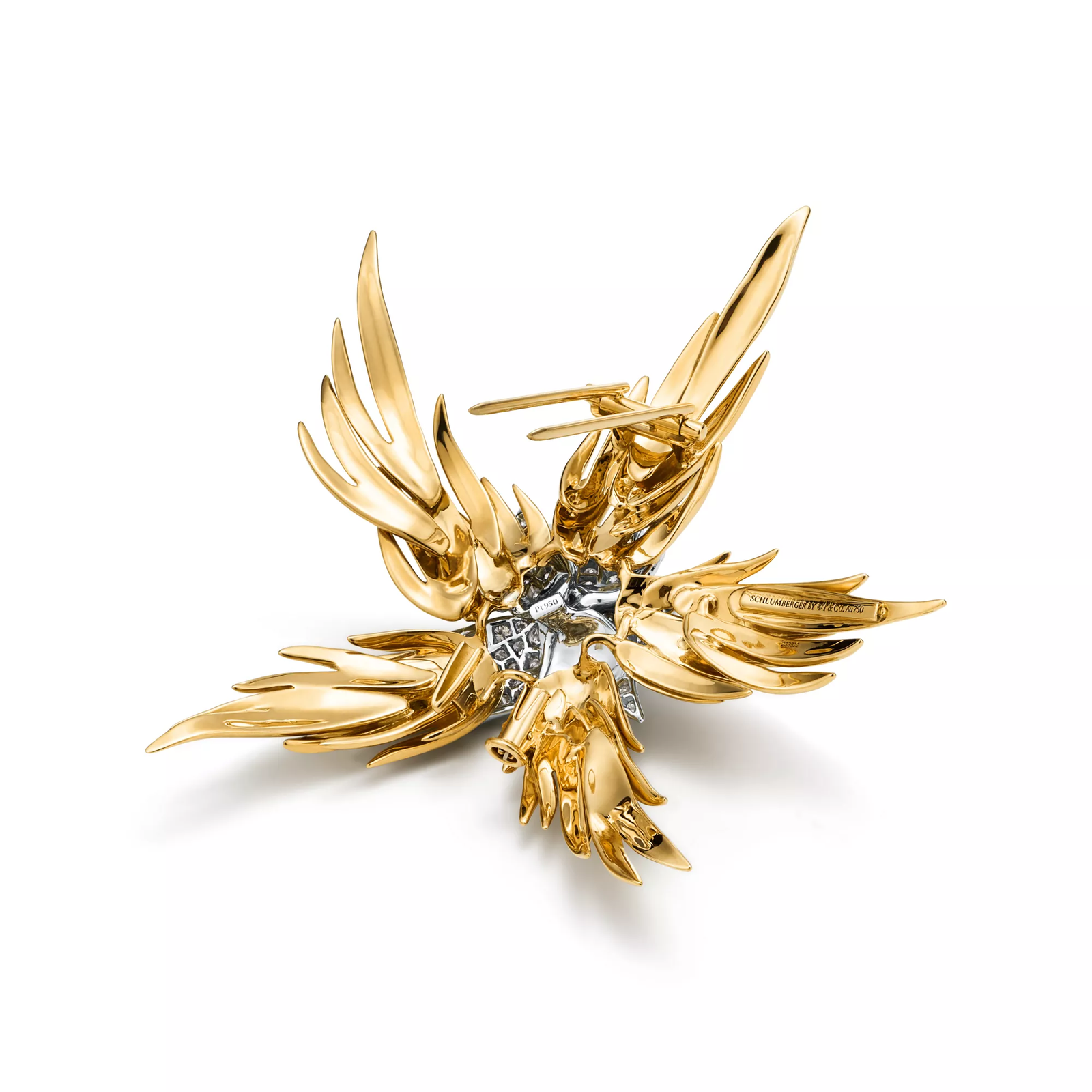 Wings Brooch in Yellow Gold and Platinum with Diamonds