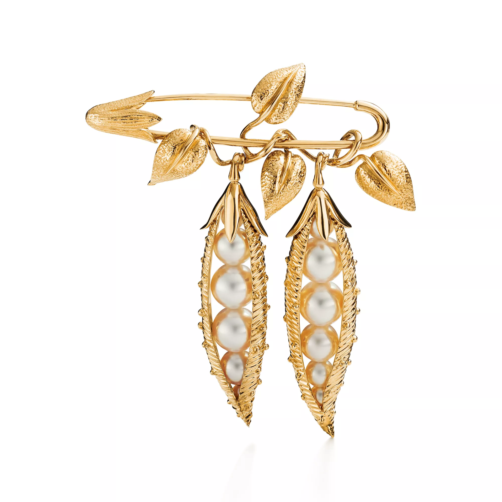 Peapod Brooch in Yellow Gold with Cultured Pearls