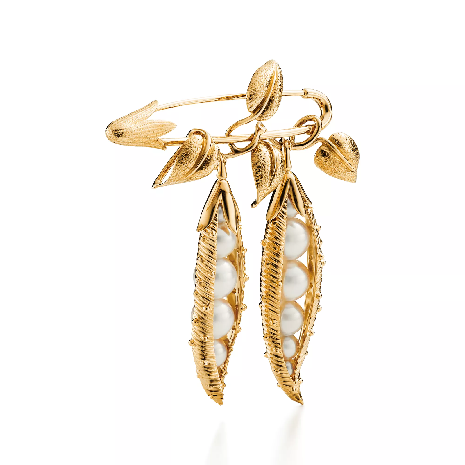 Peapod Brooch in Yellow Gold with Cultured Pearls