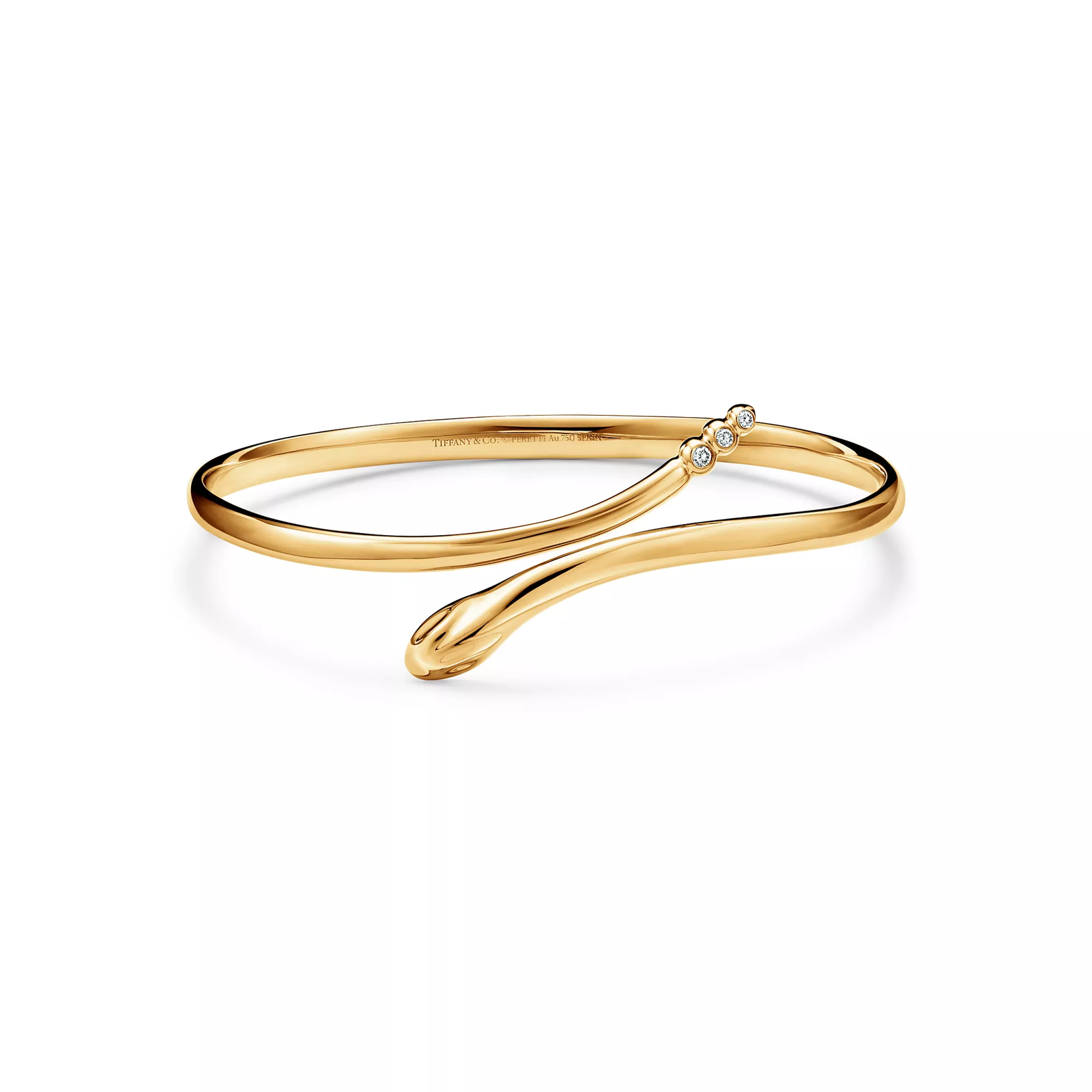 Snake Bangle in Yellow Gold with Diamonds