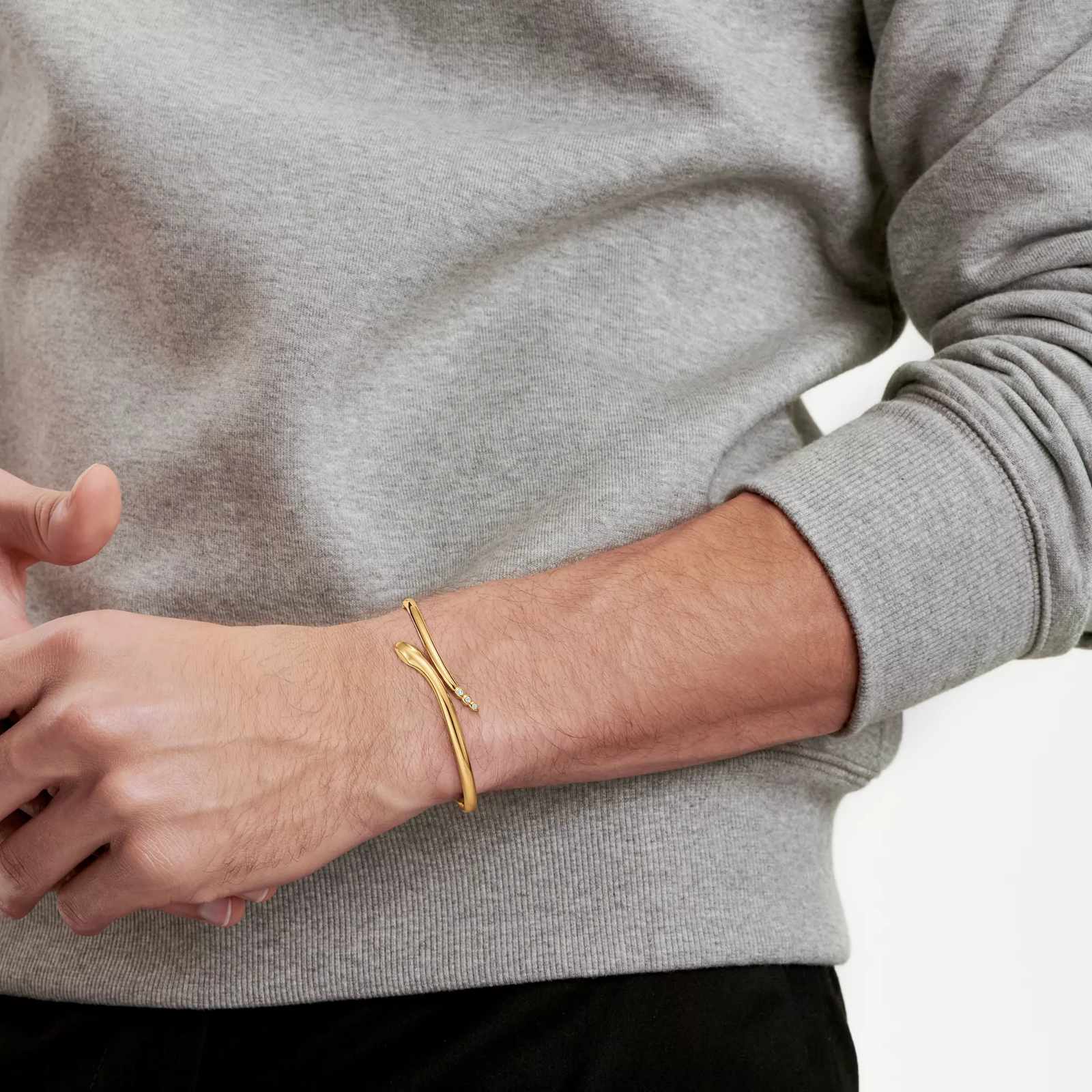 Snake Bangle in Yellow Gold with Diamonds