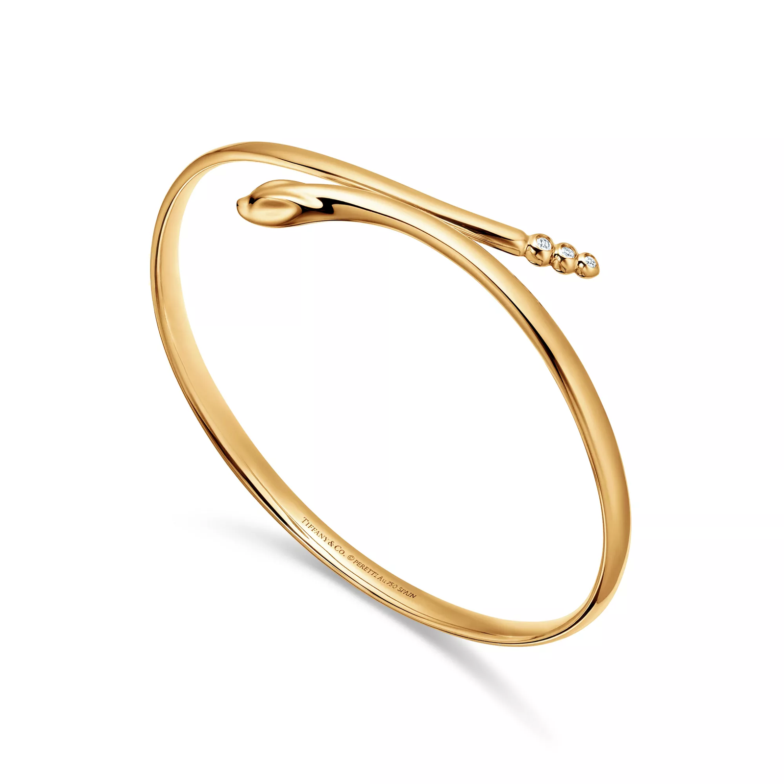 Snake Bangle in Yellow Gold with Diamonds