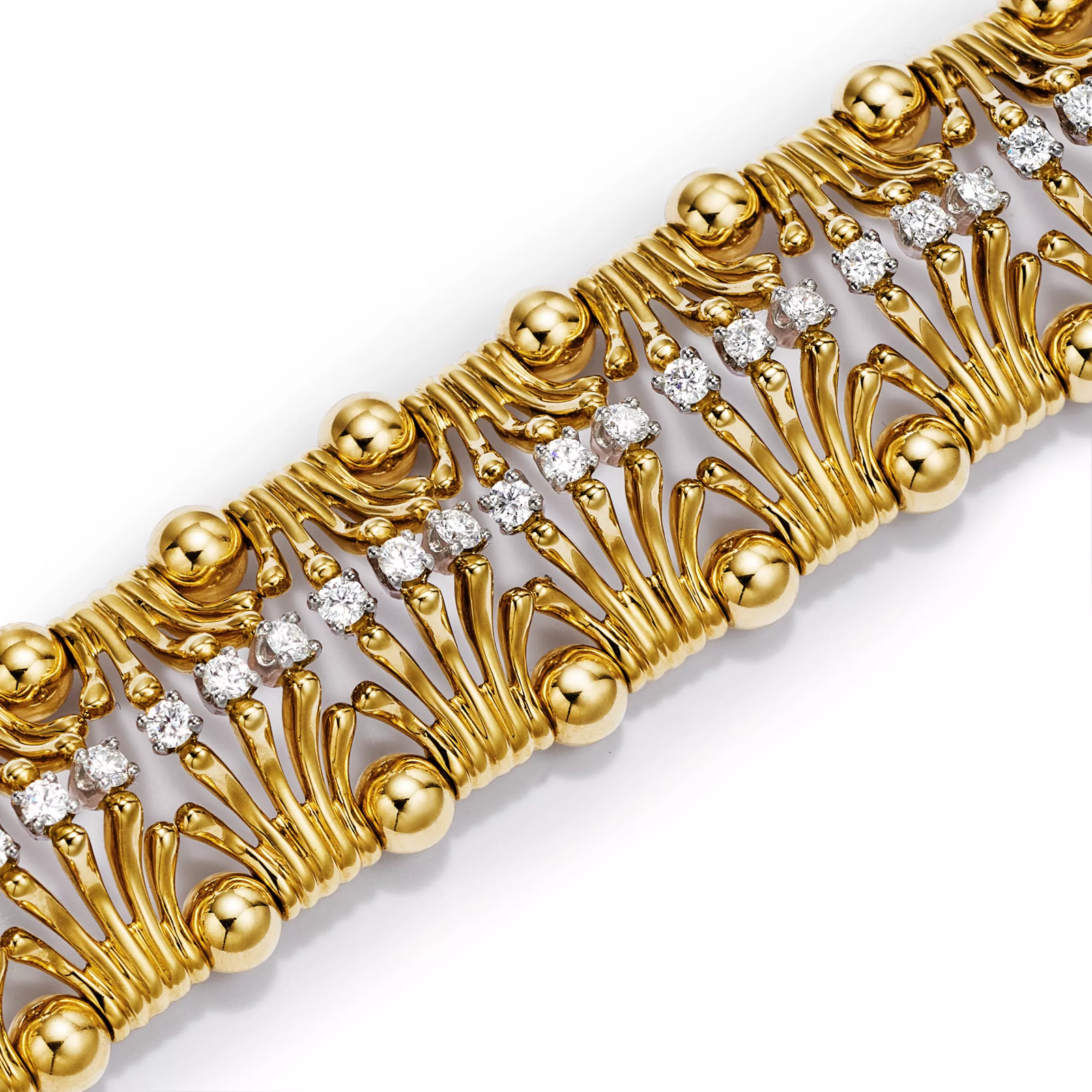 Hands Bracelet in Yellow Gold and Platinum