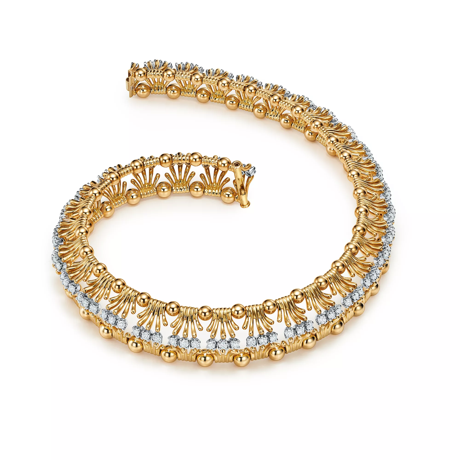 Hands Necklace in Yellow Gold and Platinum