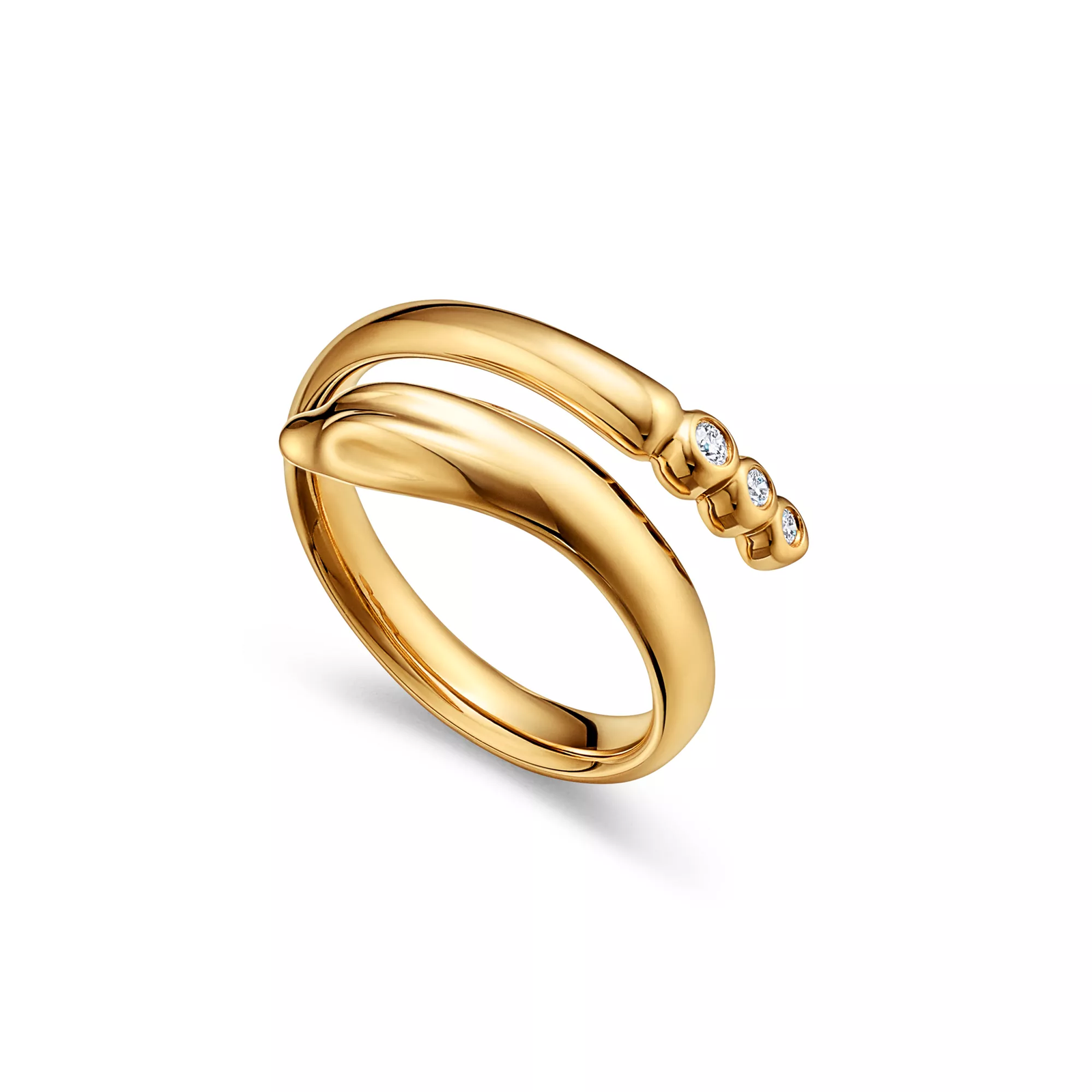 Snake Ring in Yellow Gold with Diamonds