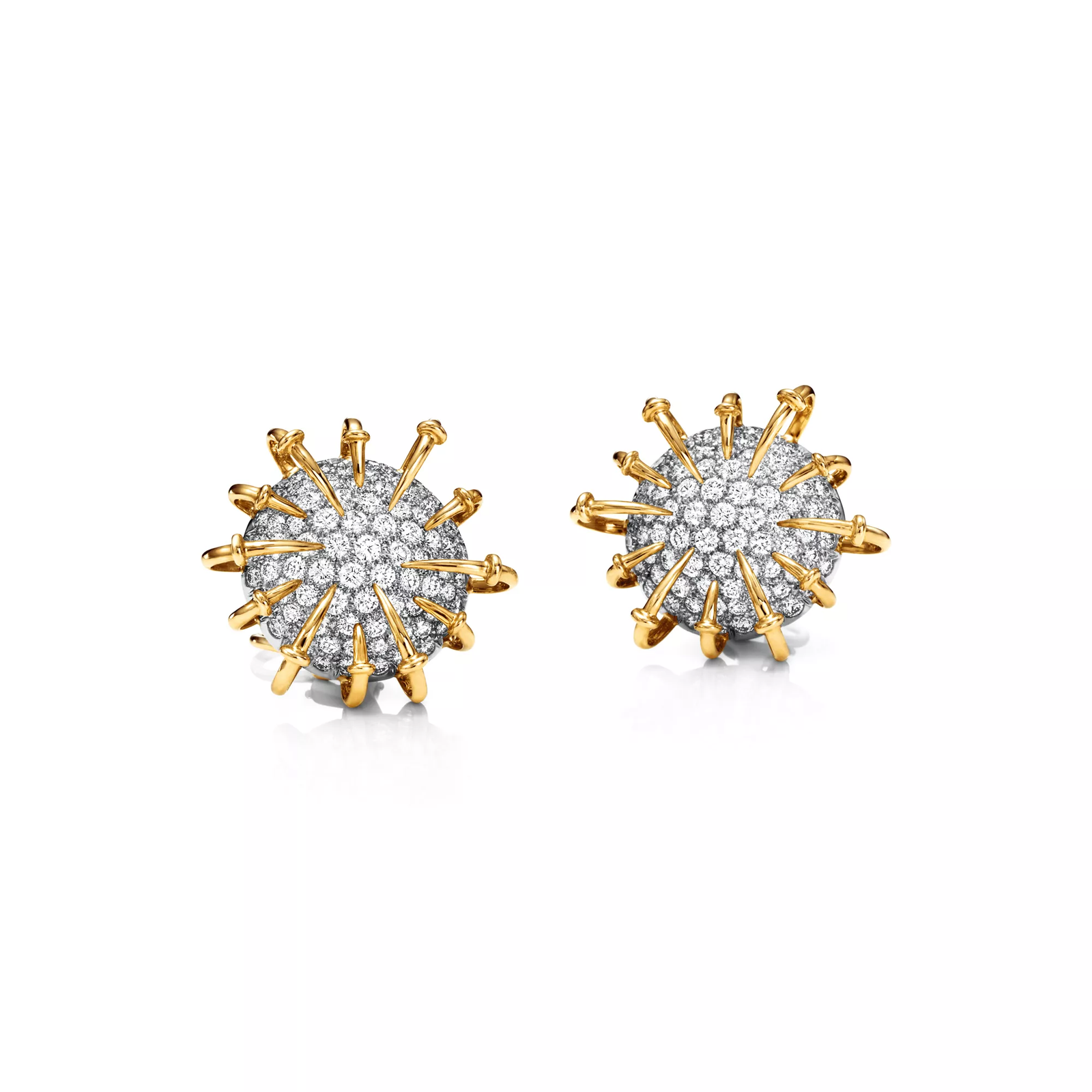 Ear Clips in gold with diamonds in platinum
