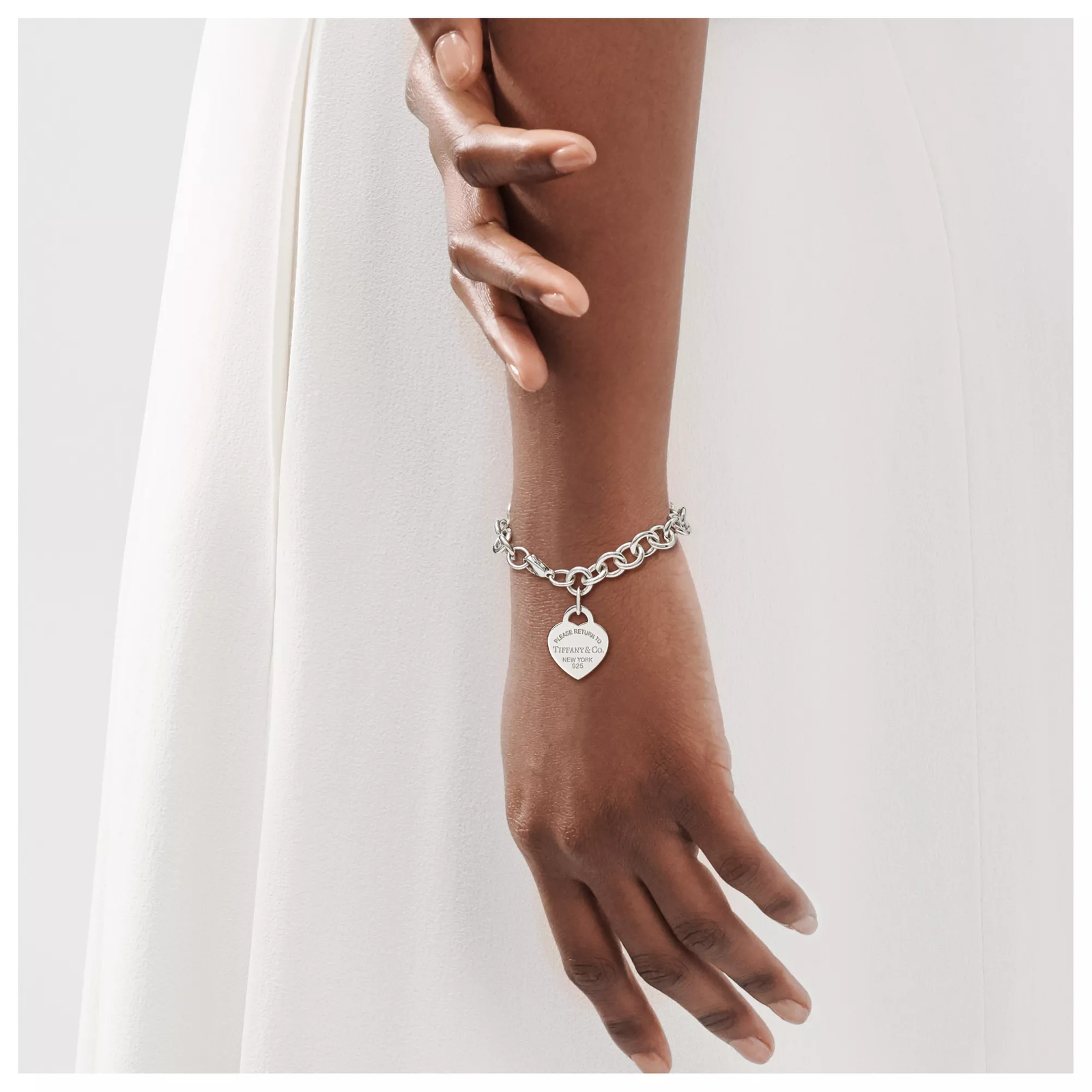 Heart Tag Charm Bracelet in Silver