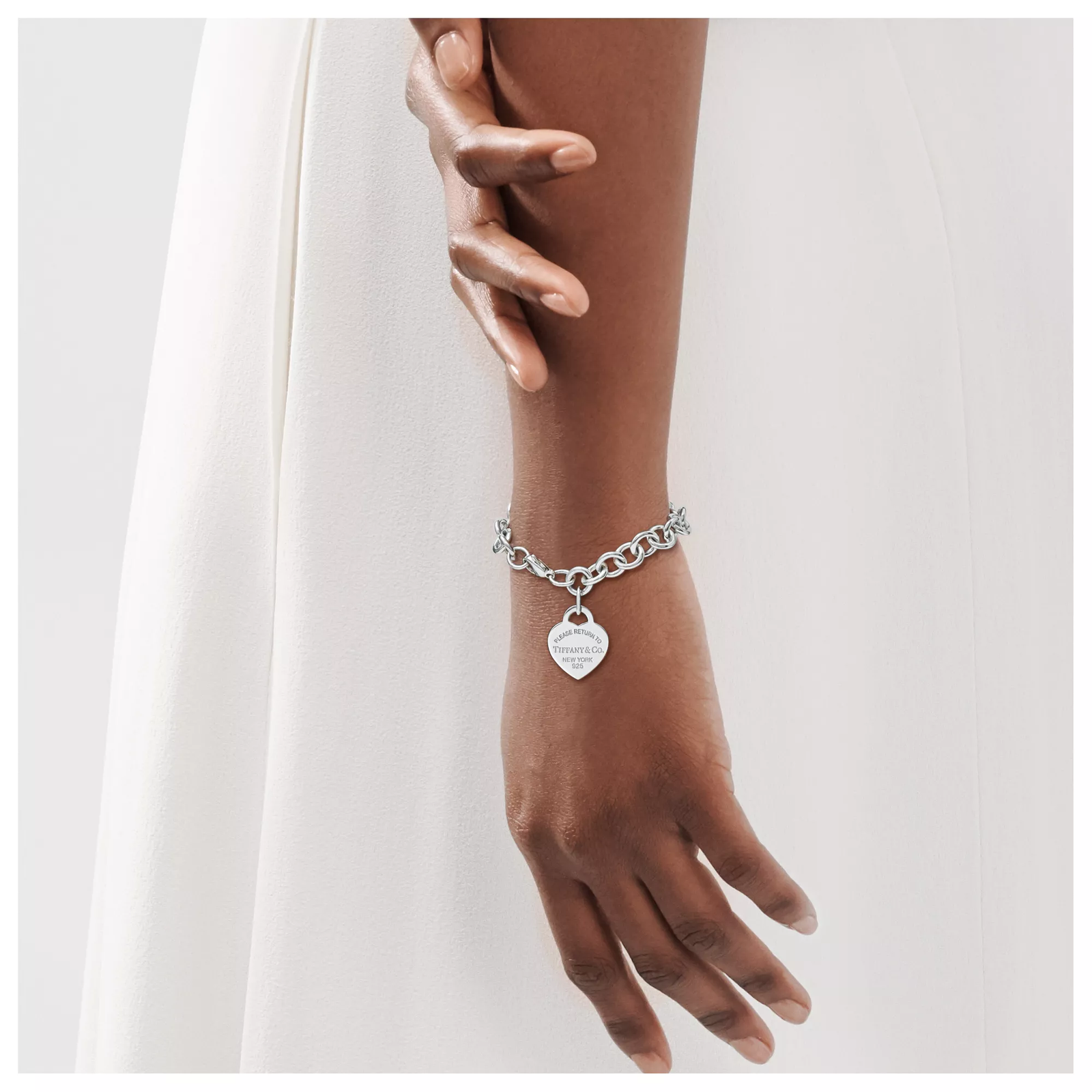 Heart Tag Charm Bracelet in Silver