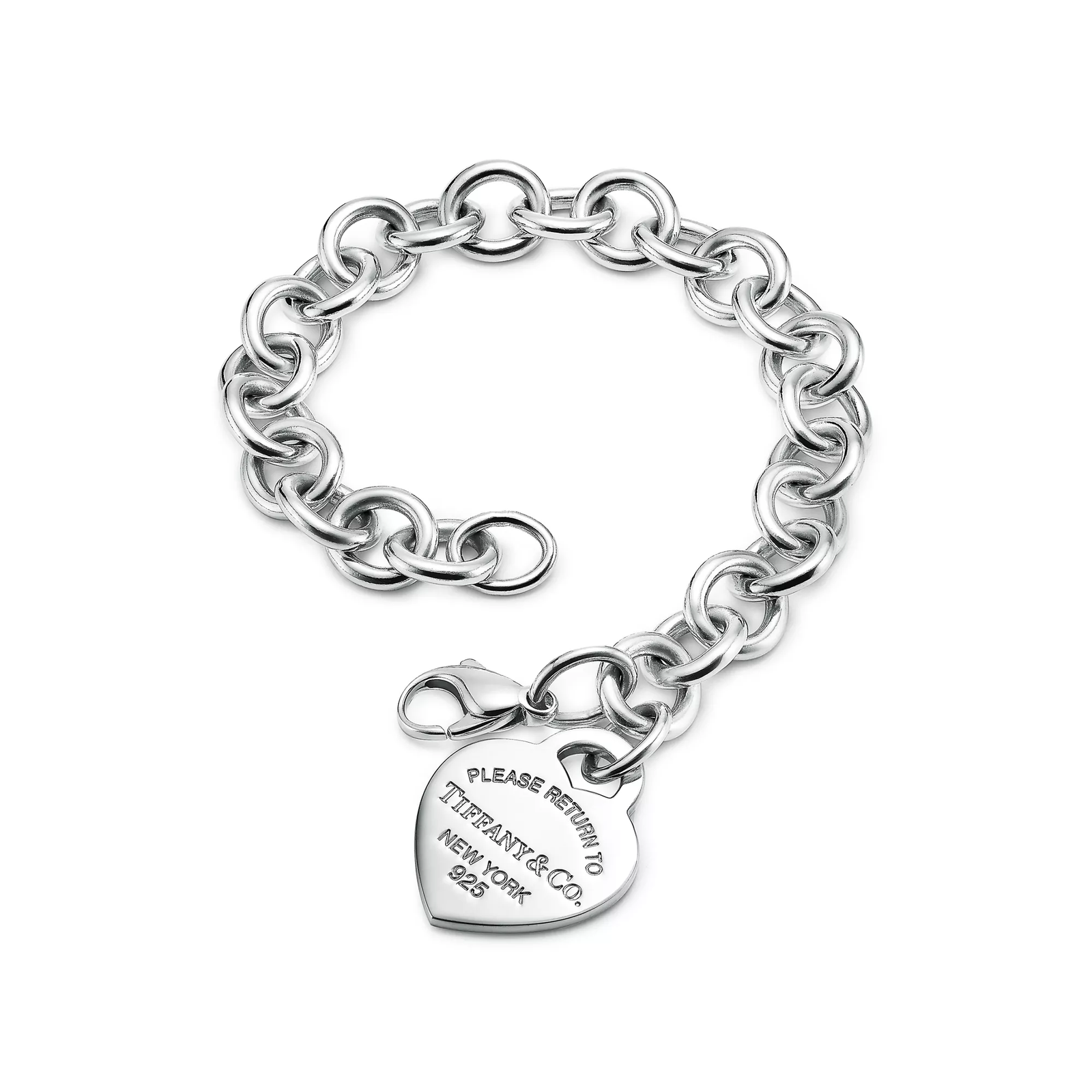 Heart Tag Charm Bracelet in Silver