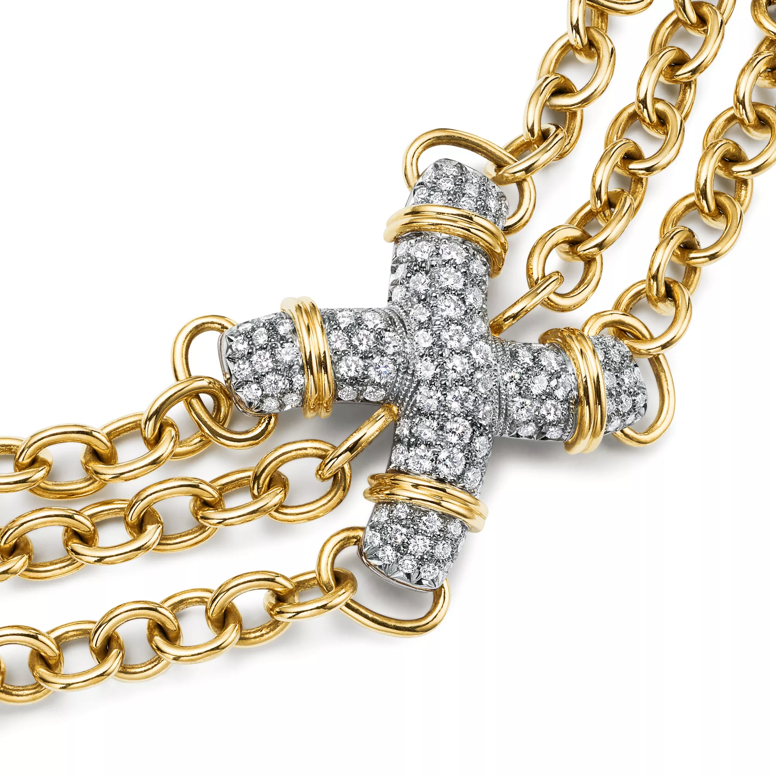 X Link Necklace in Yellow Gold and Platinum