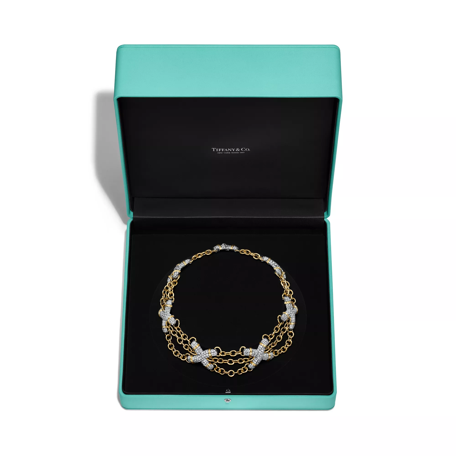X Link Necklace in Yellow Gold and Platinum