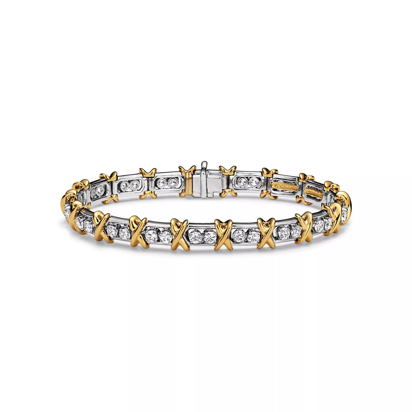 Bracelet in Platinum and Yellow Gold with Diamonds