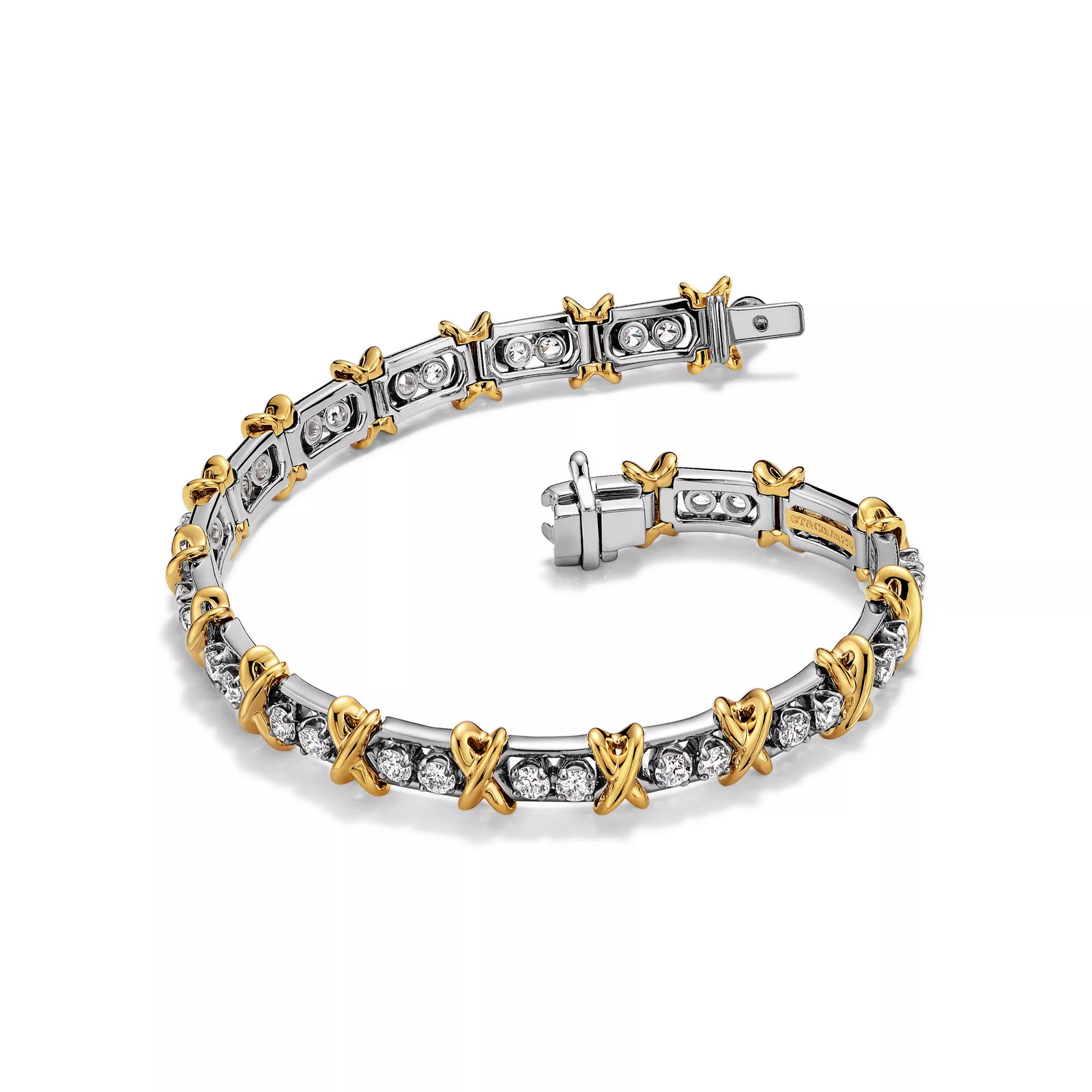 Bracelet in Platinum and Yellow Gold with Diamonds