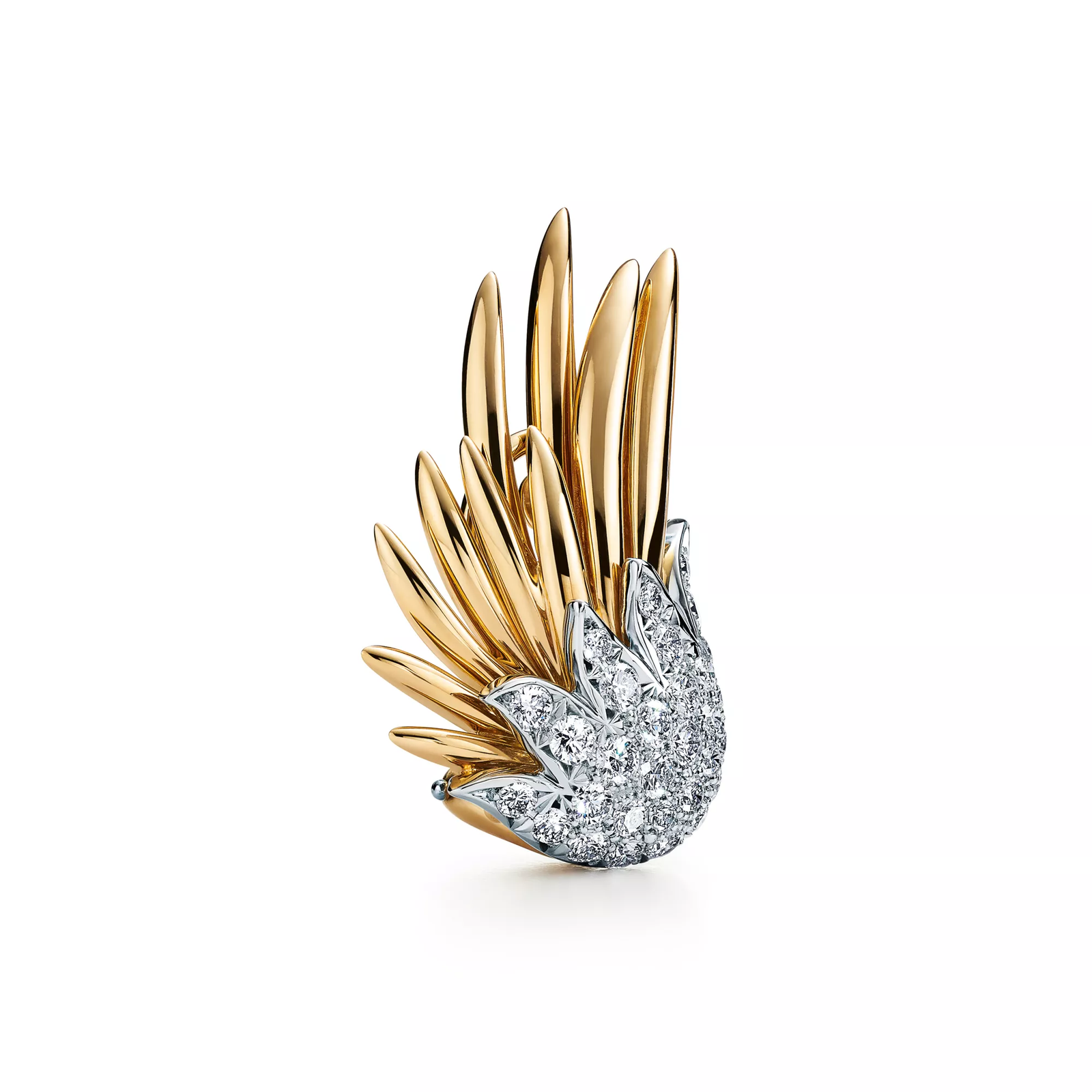 Wings Ear Clips in Gold & Platinum with Diamonds