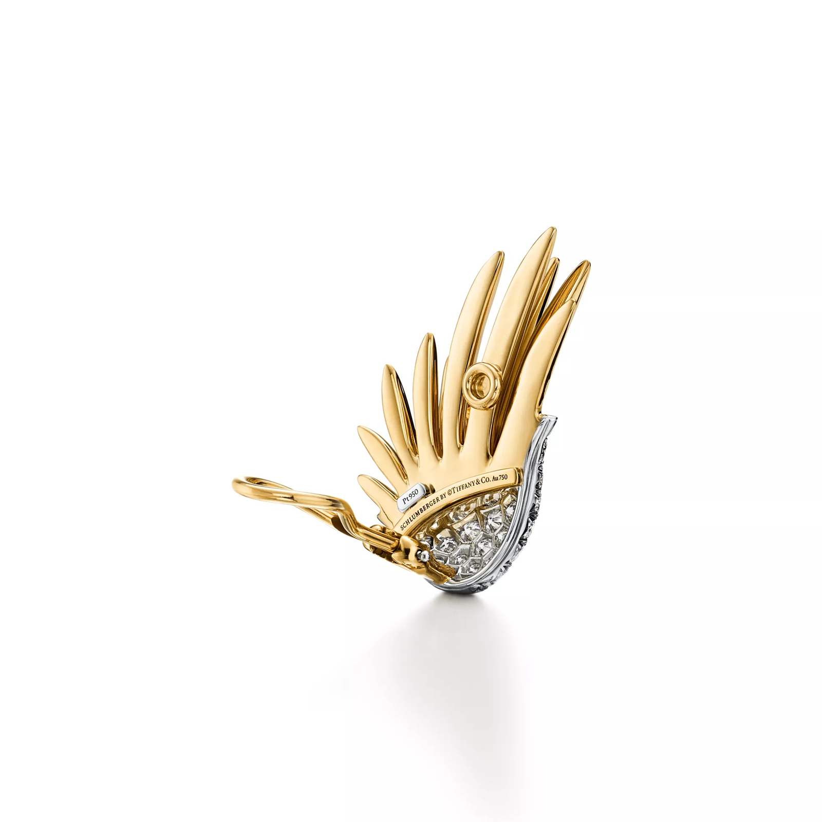 Wings Ear Clips in Gold & Platinum with Diamonds