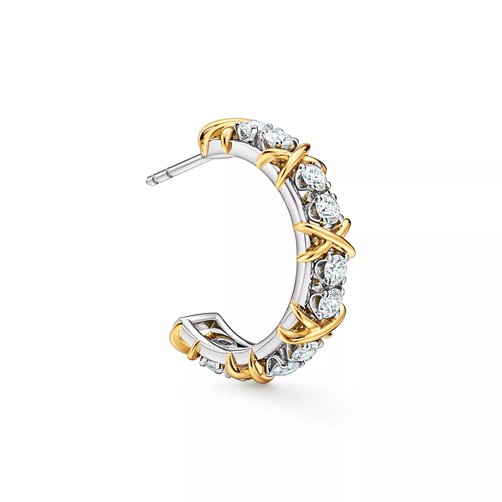 Hoop Earrings in Platinum and Yellow Gold with Diamonds