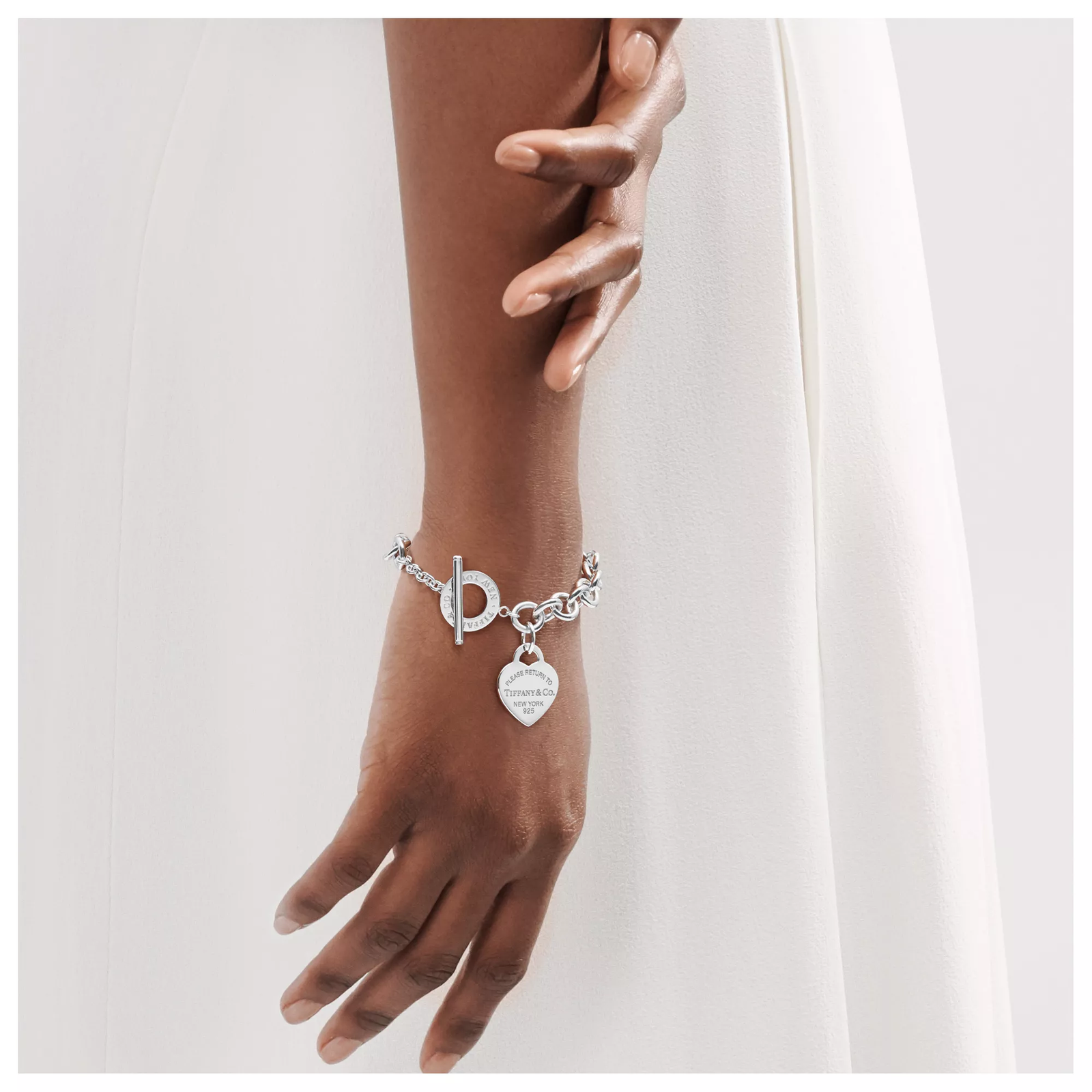 Heart Tag Toggle Bracelet in Silver
