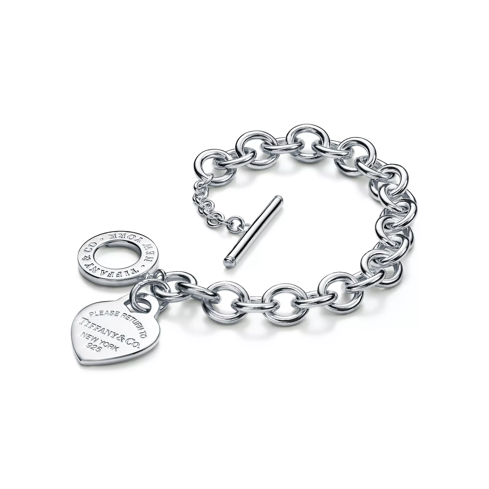 Heart Tag Toggle Bracelet in Silver