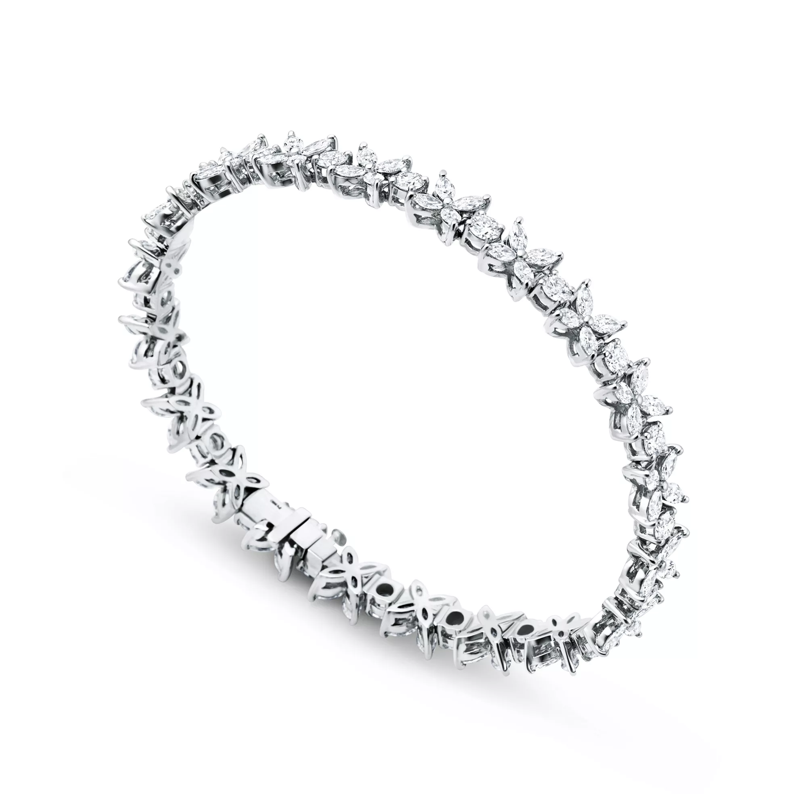 Cluster Tennis Bracelet in Platinum with Diamonds