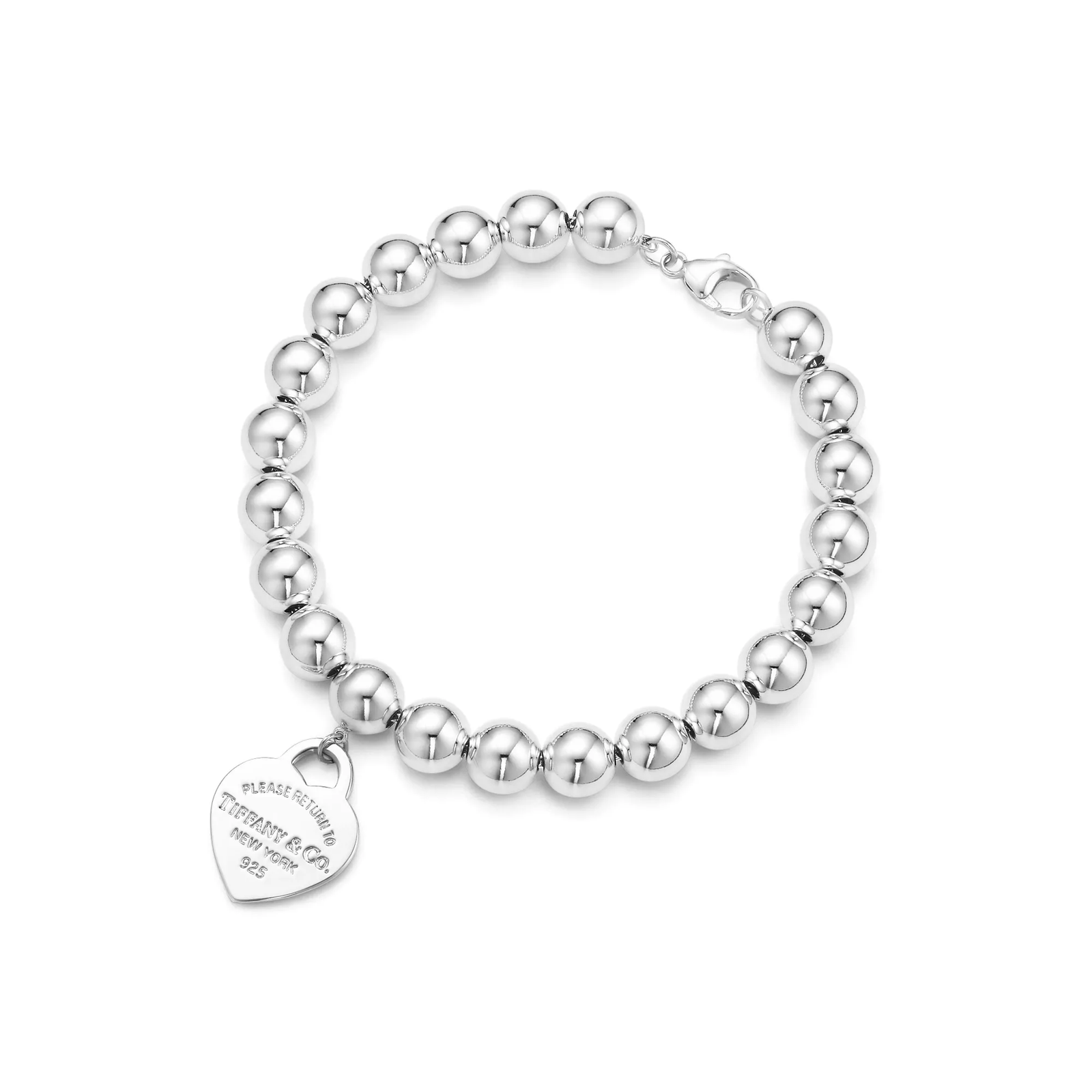 Heart Tag Bracelet in Silver, 8 mm