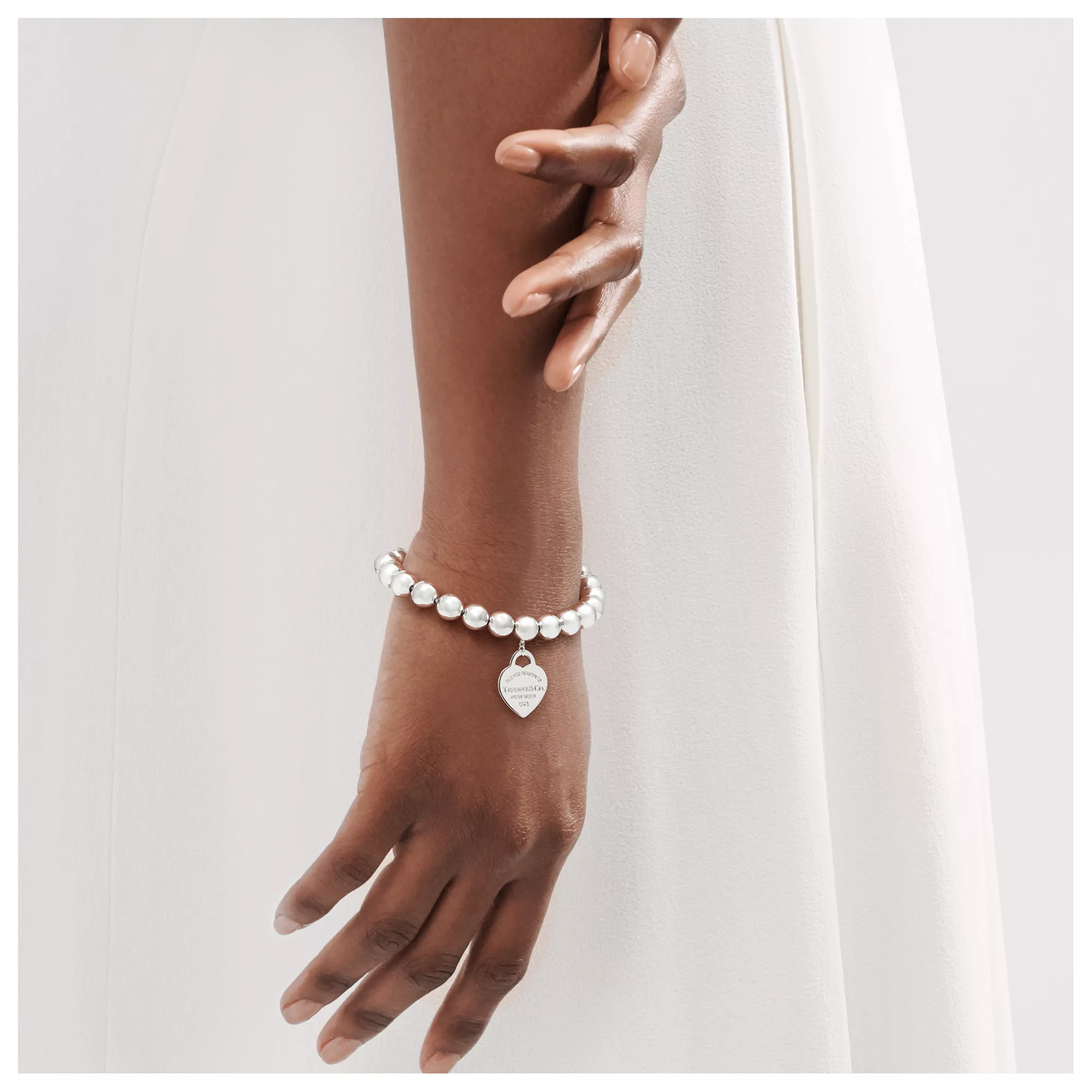Heart Tag Bracelet in Silver, 8 mm