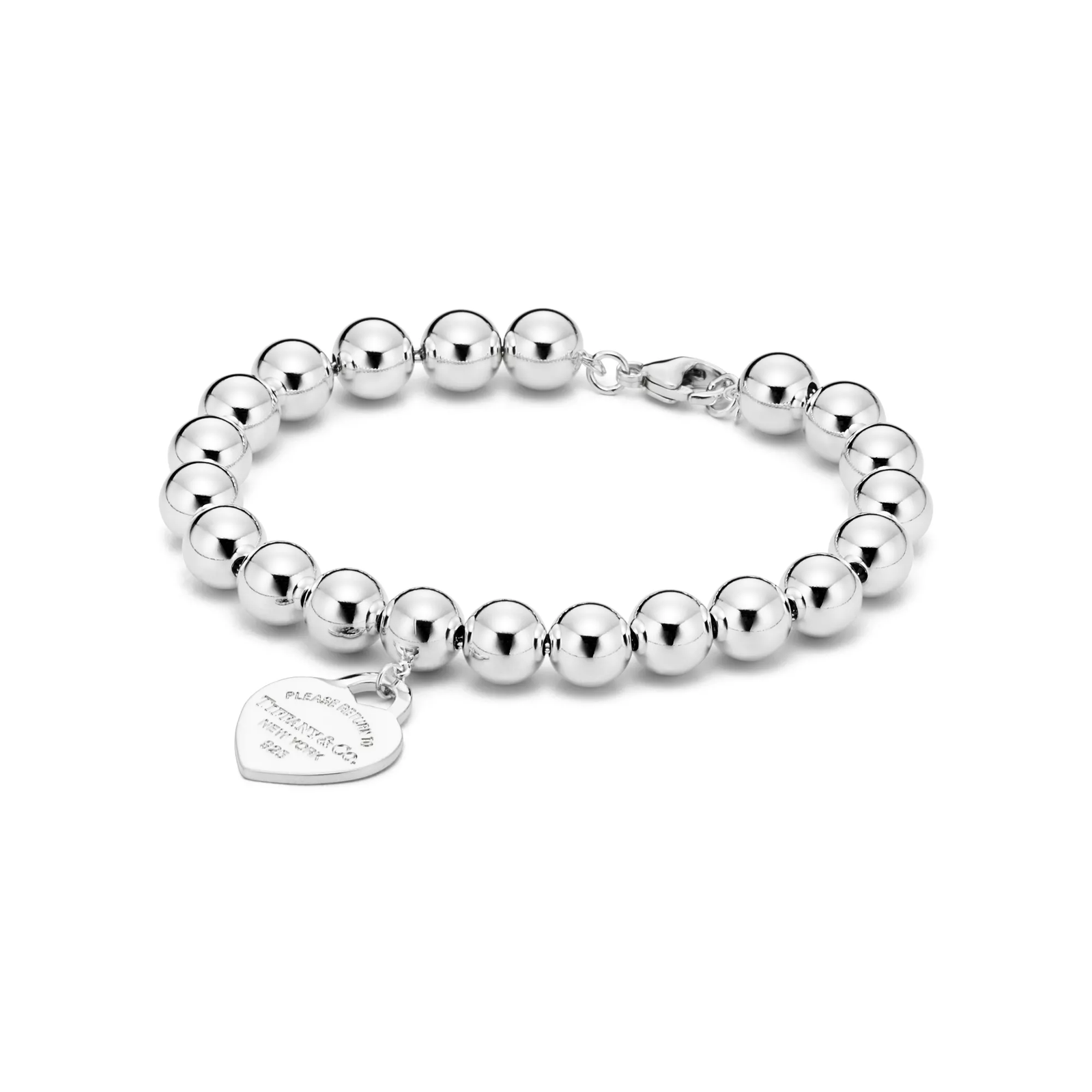 Heart Tag Bracelet in Silver, 8 mm