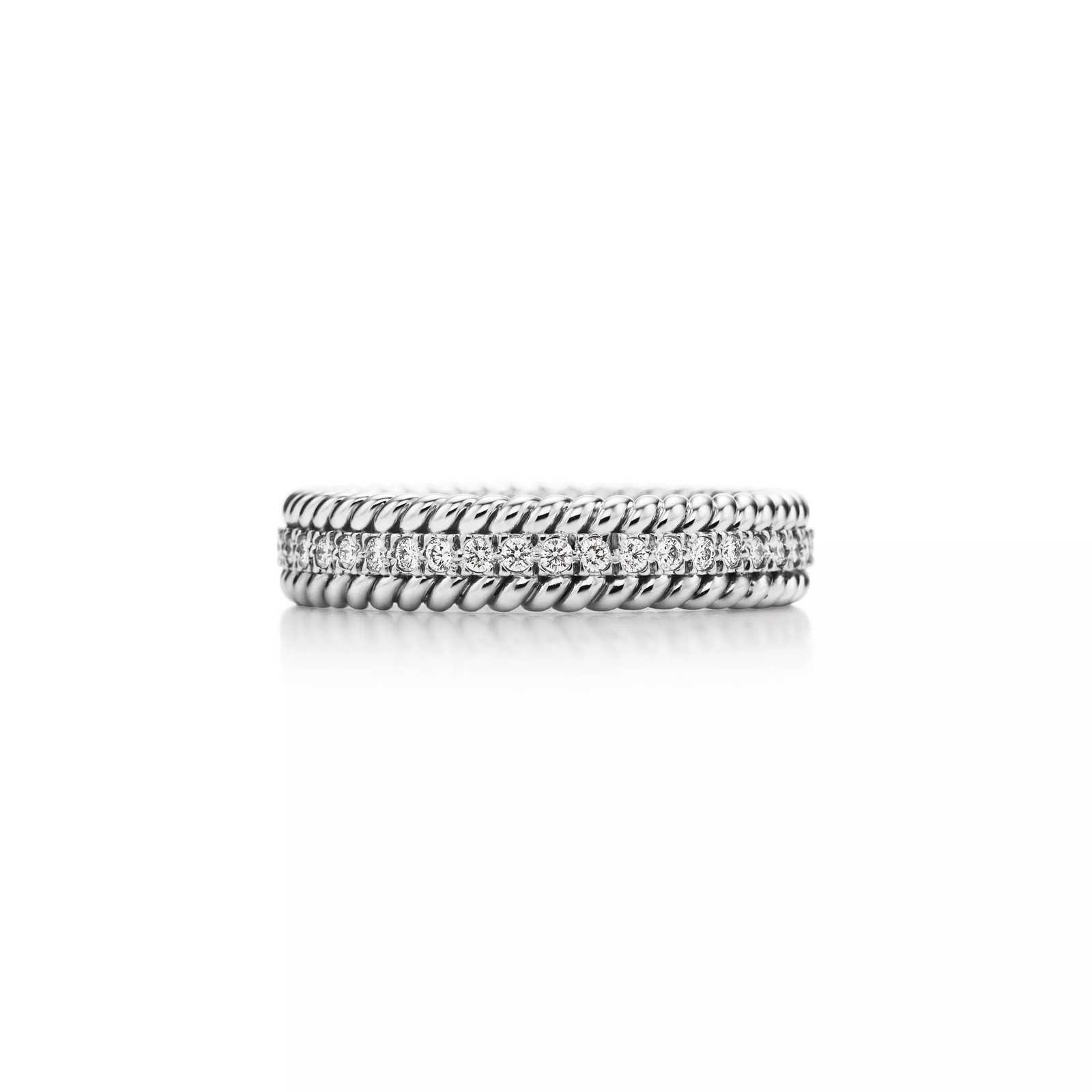 Two-row Ring in Platinum with Diamonds