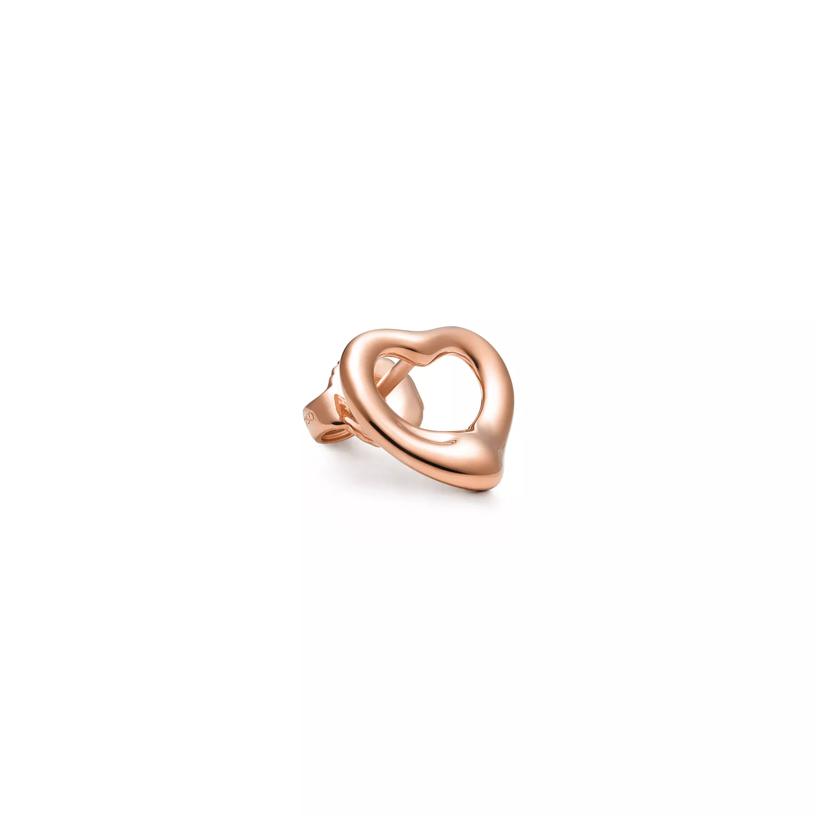 Open Heart Stud Earrings in Rose Gold, 11 mm