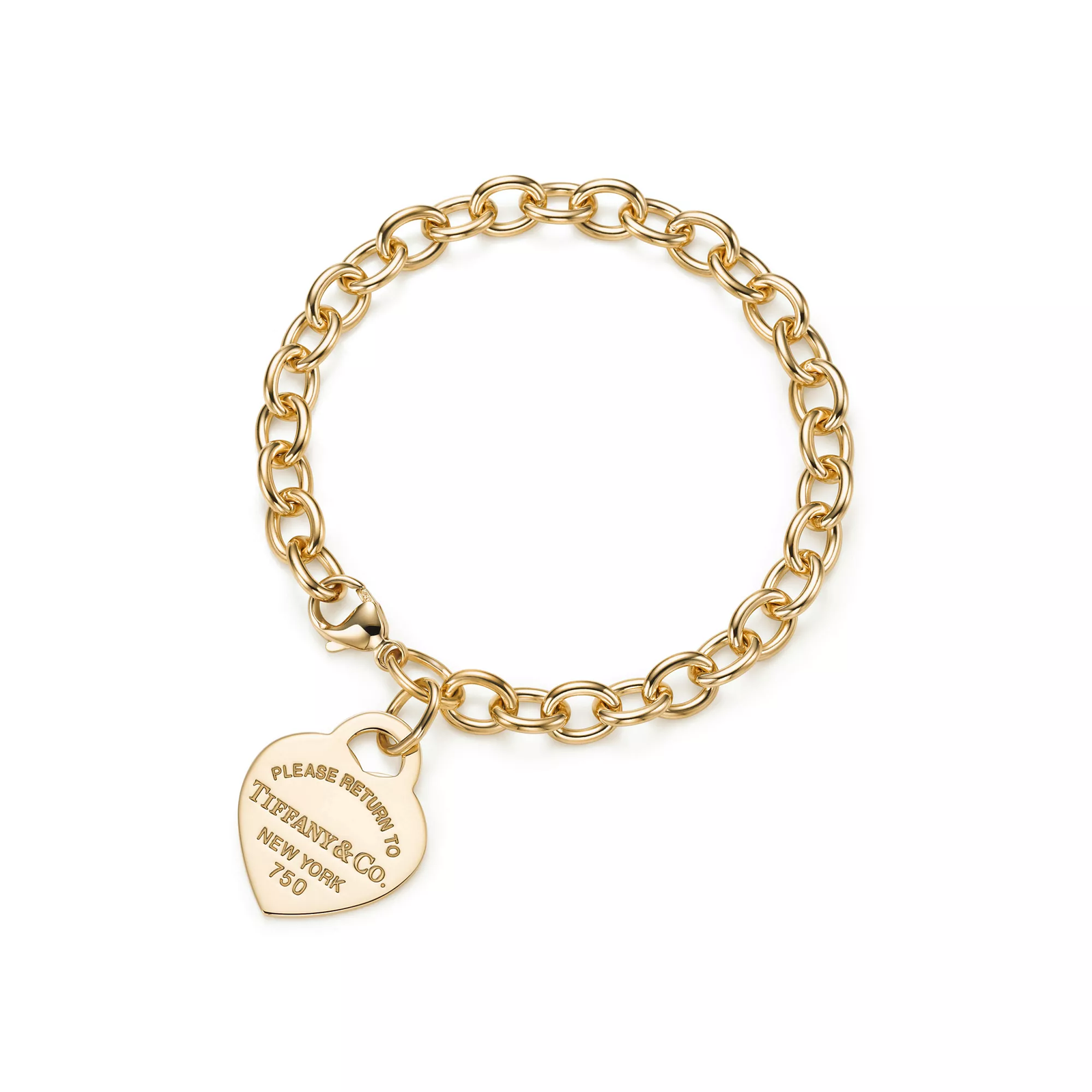 Heart Tag Bracelet in Yellow Gold, Medium