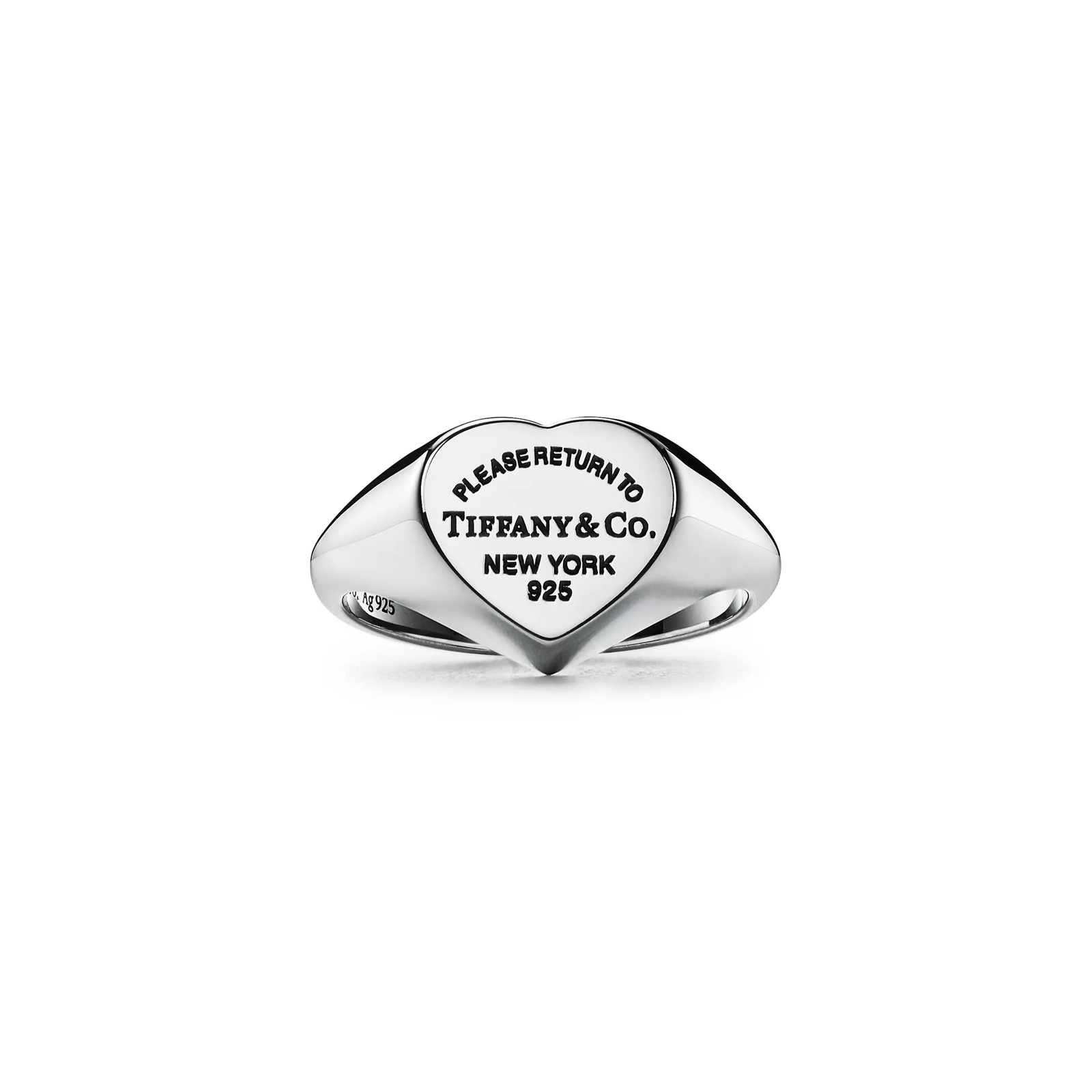 Heart Signet Ring in Silver, Small